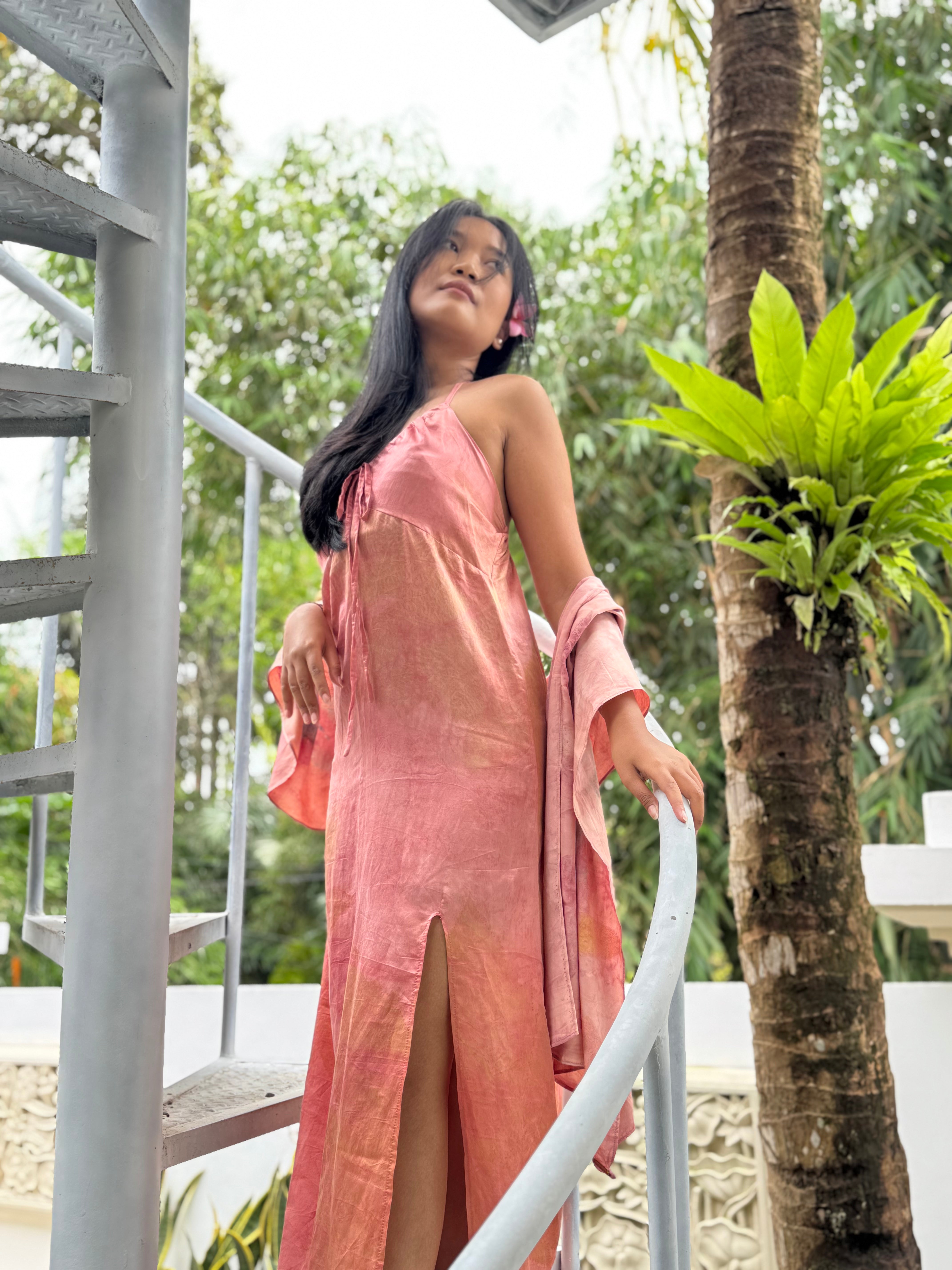 The Laksmi Dress - Pink Eco-printed