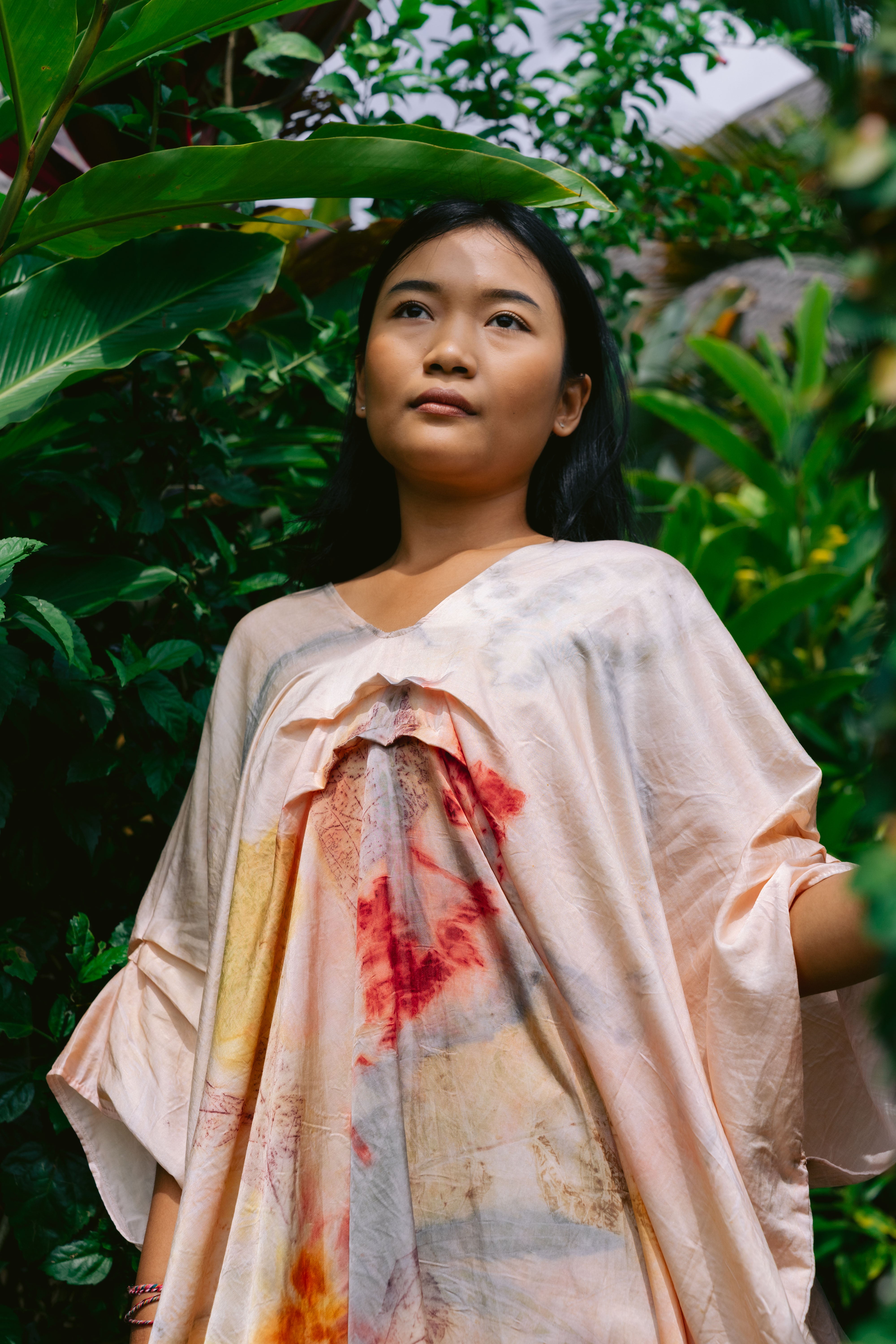 The Parvati – Pink Yellow, Blue, & Red Cotton Silk Eco Print Dress