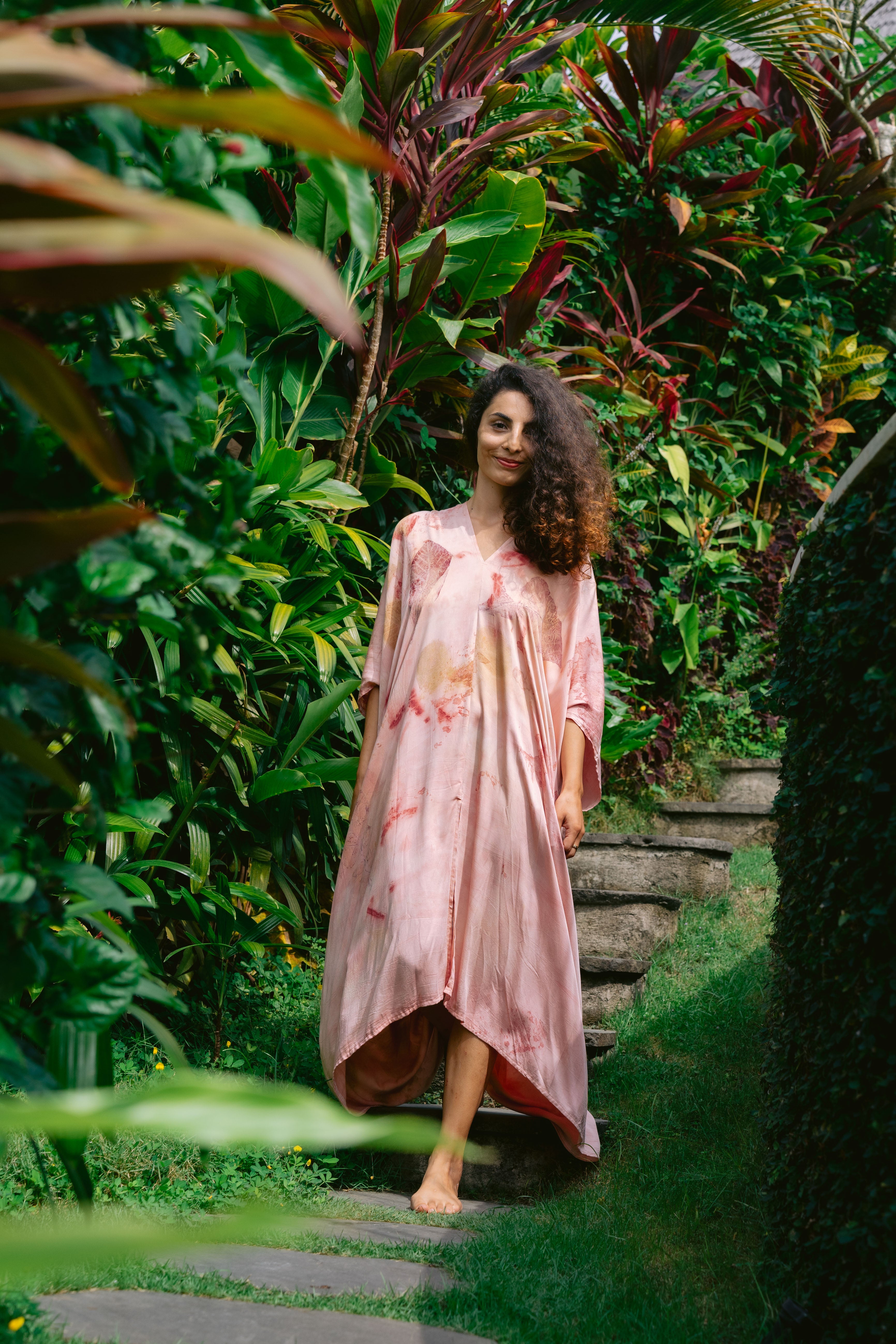 The Parvati – Pink Yellow, Purple, Red & Green  Eco Vero Friendly Print Dress