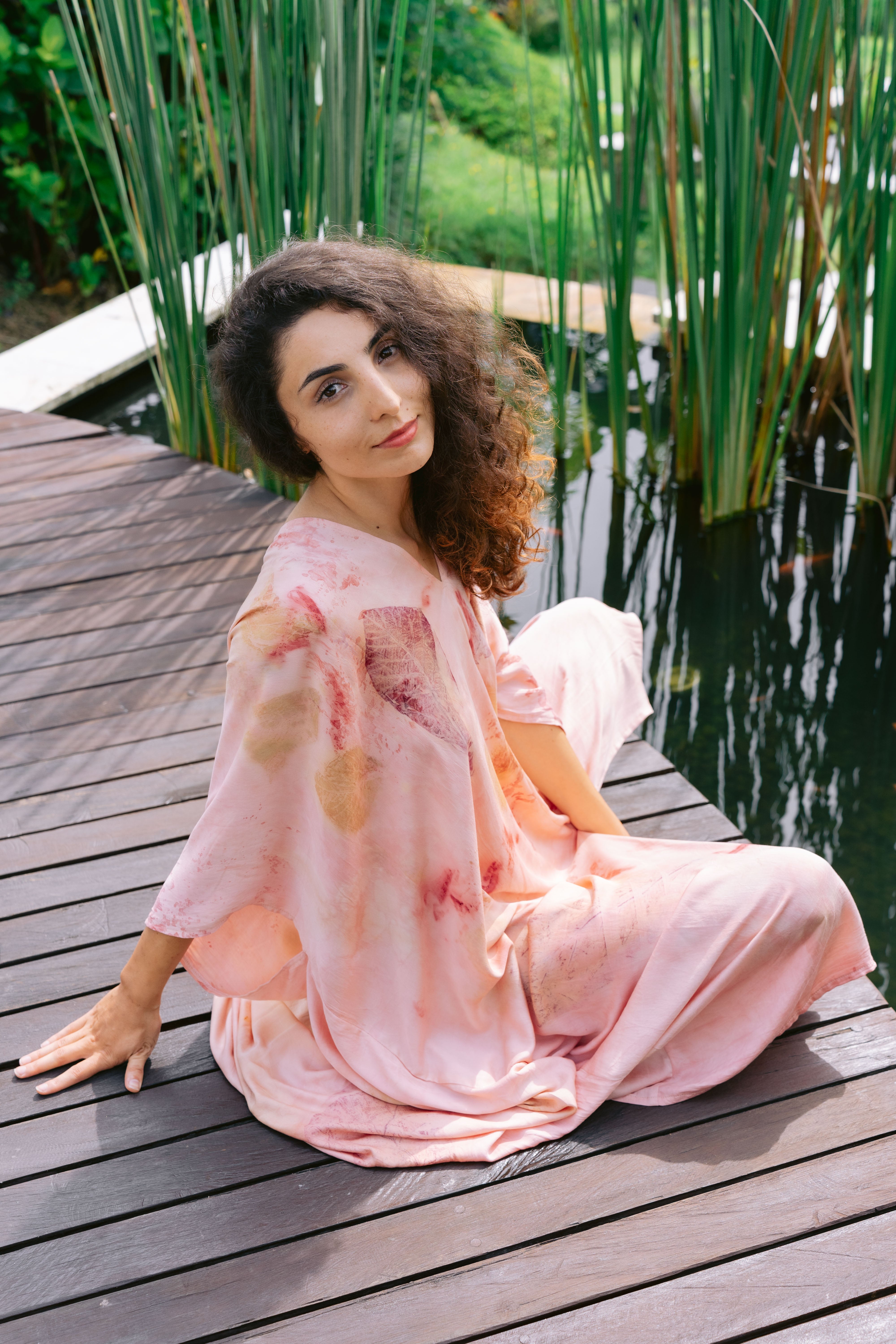 The Parvati – Pink Yellow, Purple, Red & Green  Eco Vero Friendly Print Dress