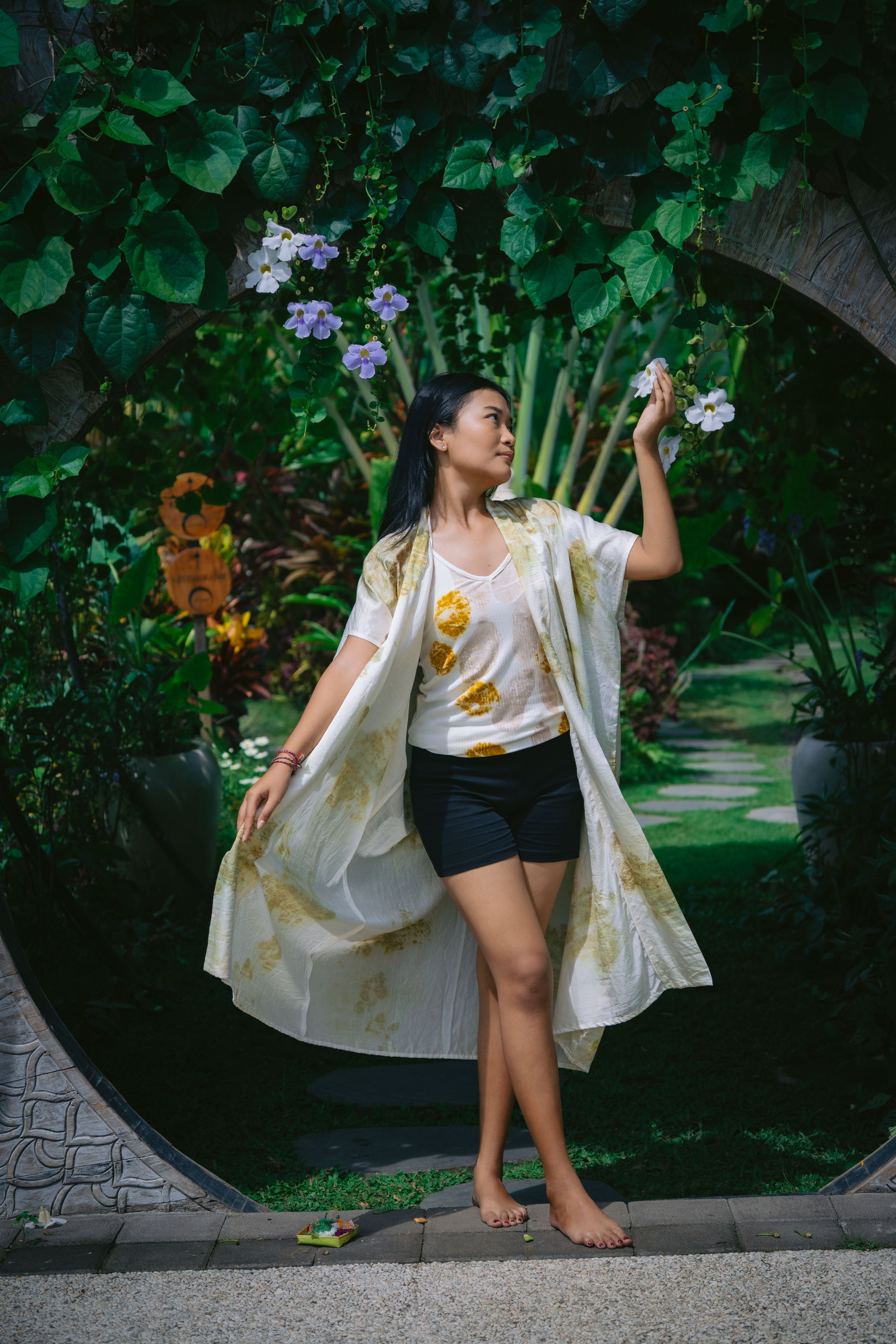 Tirta Puspa White Gold & Brown Eco Vero Friendly Tank Top