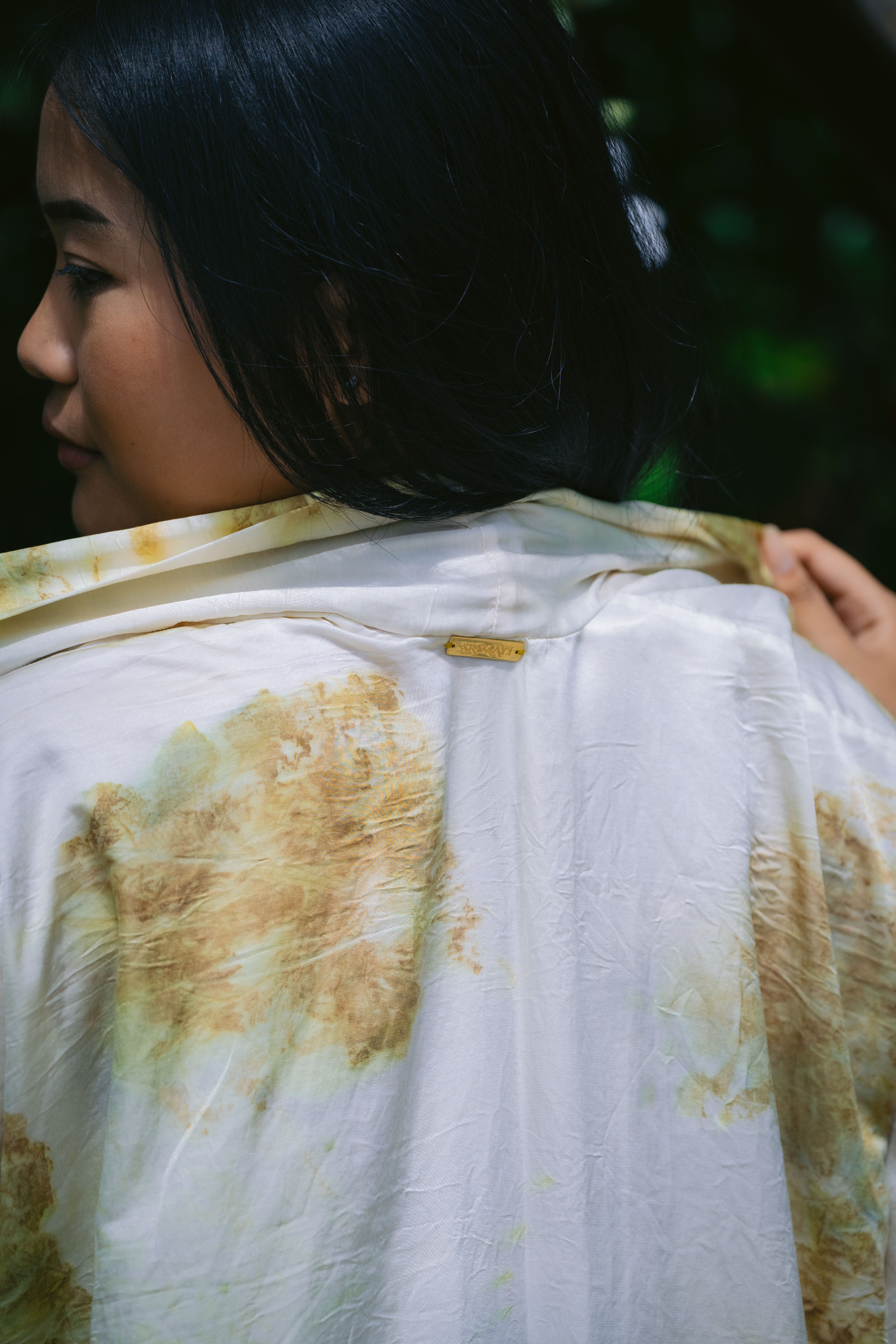 The Yogini – White, Green & Yellow Cotton Silk Eco Print Pyjamas