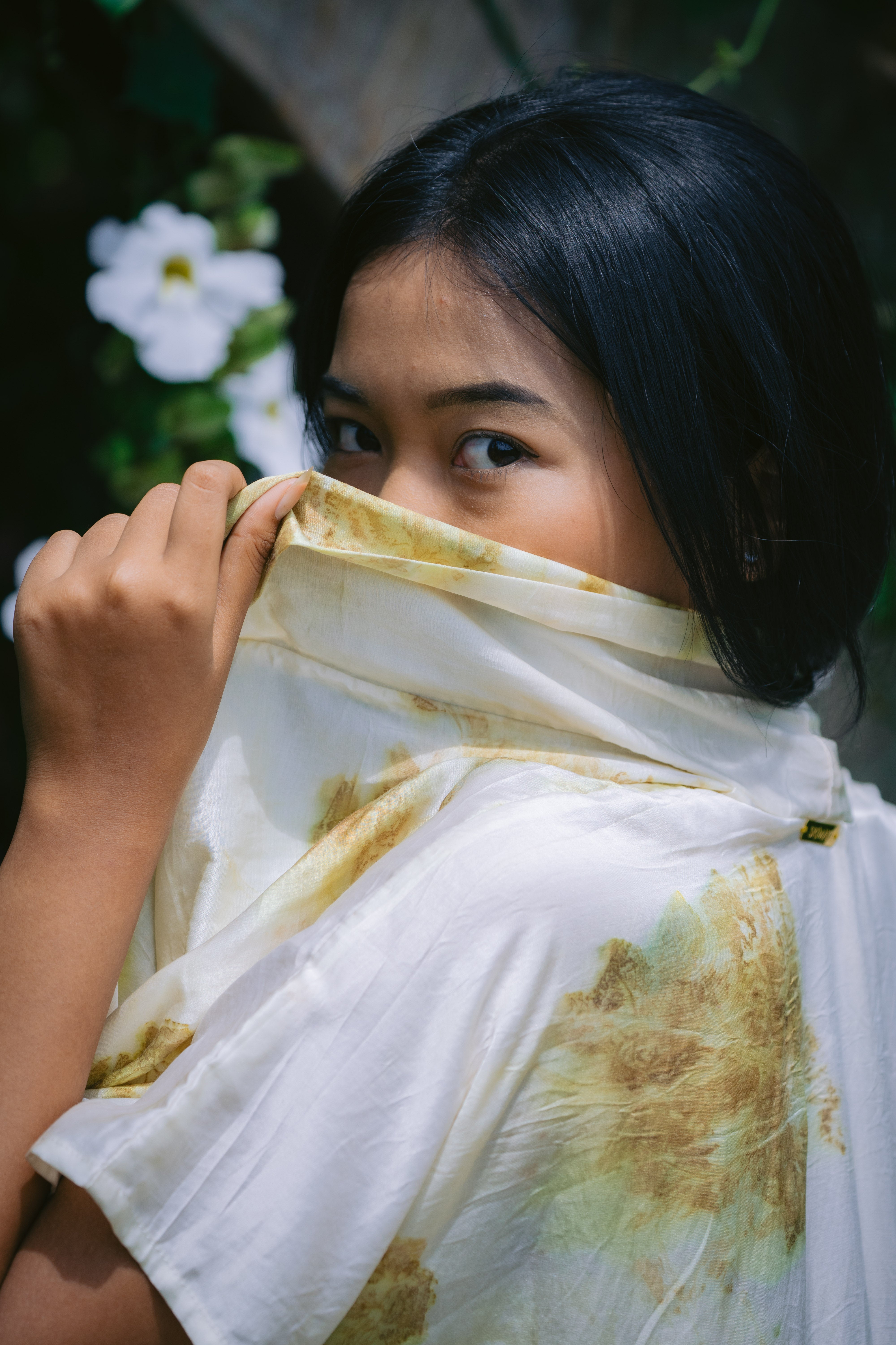 The Yogini – White, Green & Yellow Cotton Silk Eco Print Pyjamas