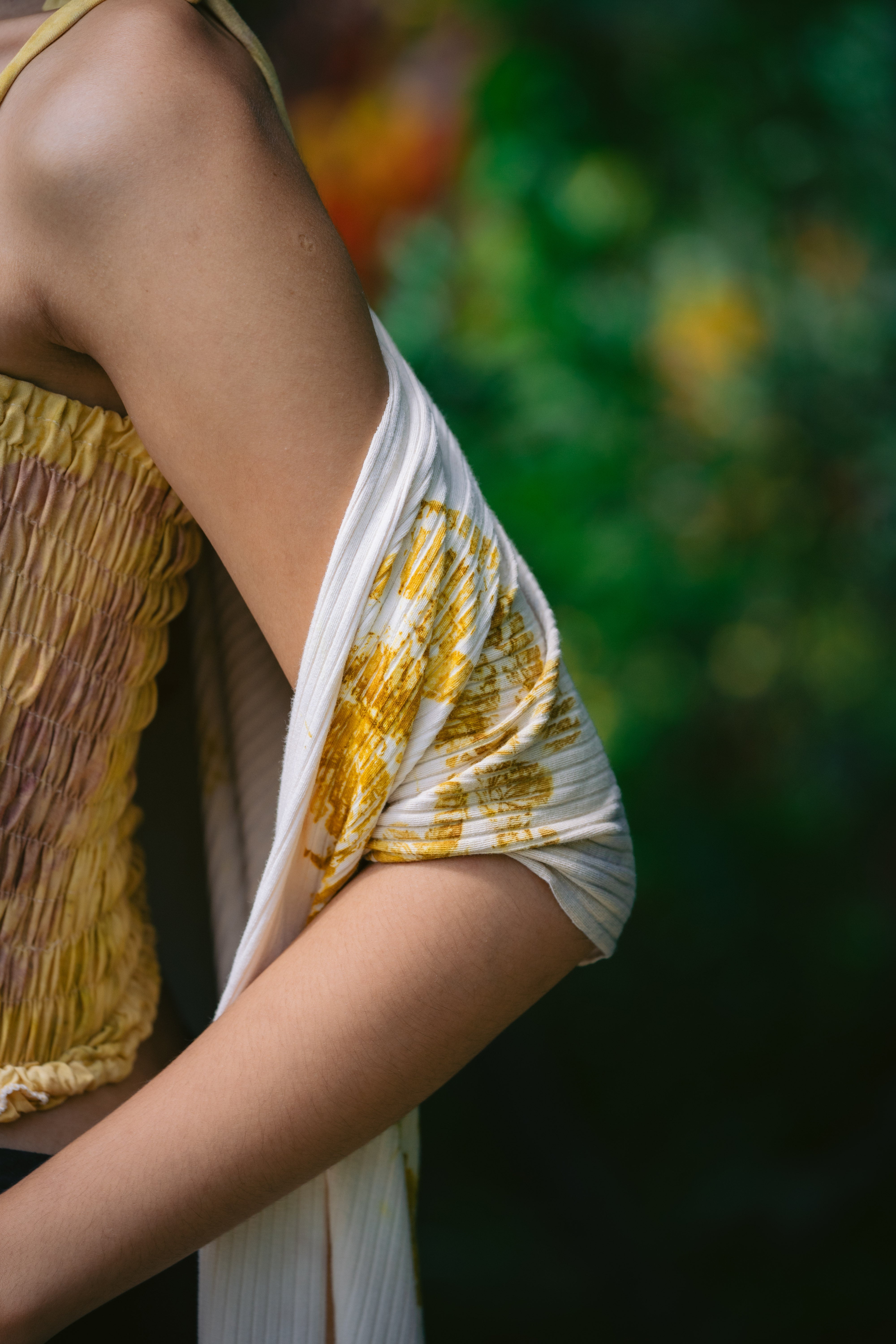 The Lotus  White, Brown, Blue & Yellow Organic Bamboo Cotton Kimono Out Fit