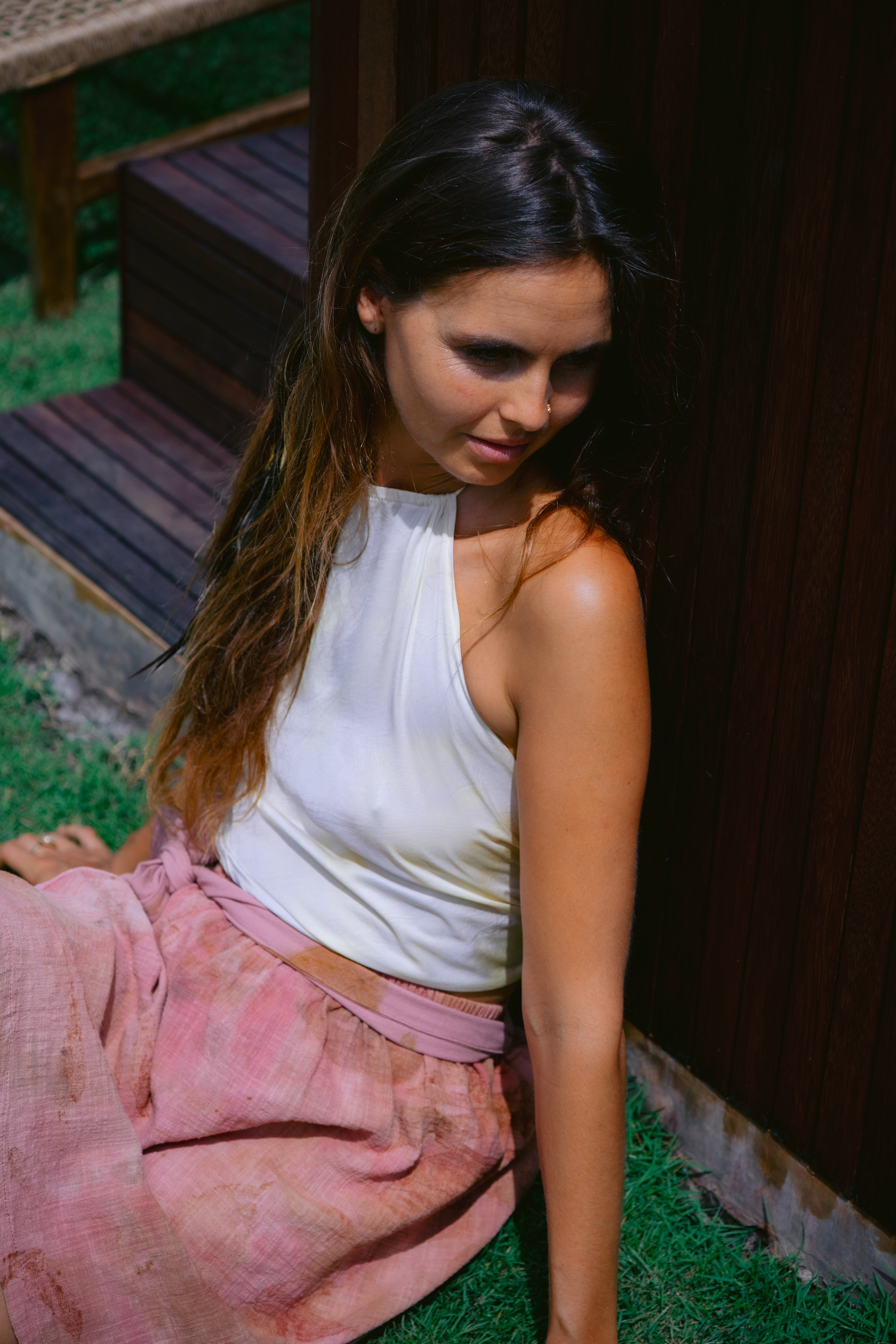 The Sri Pink, White, Magenta & White Eco Vero Friendly Skirt