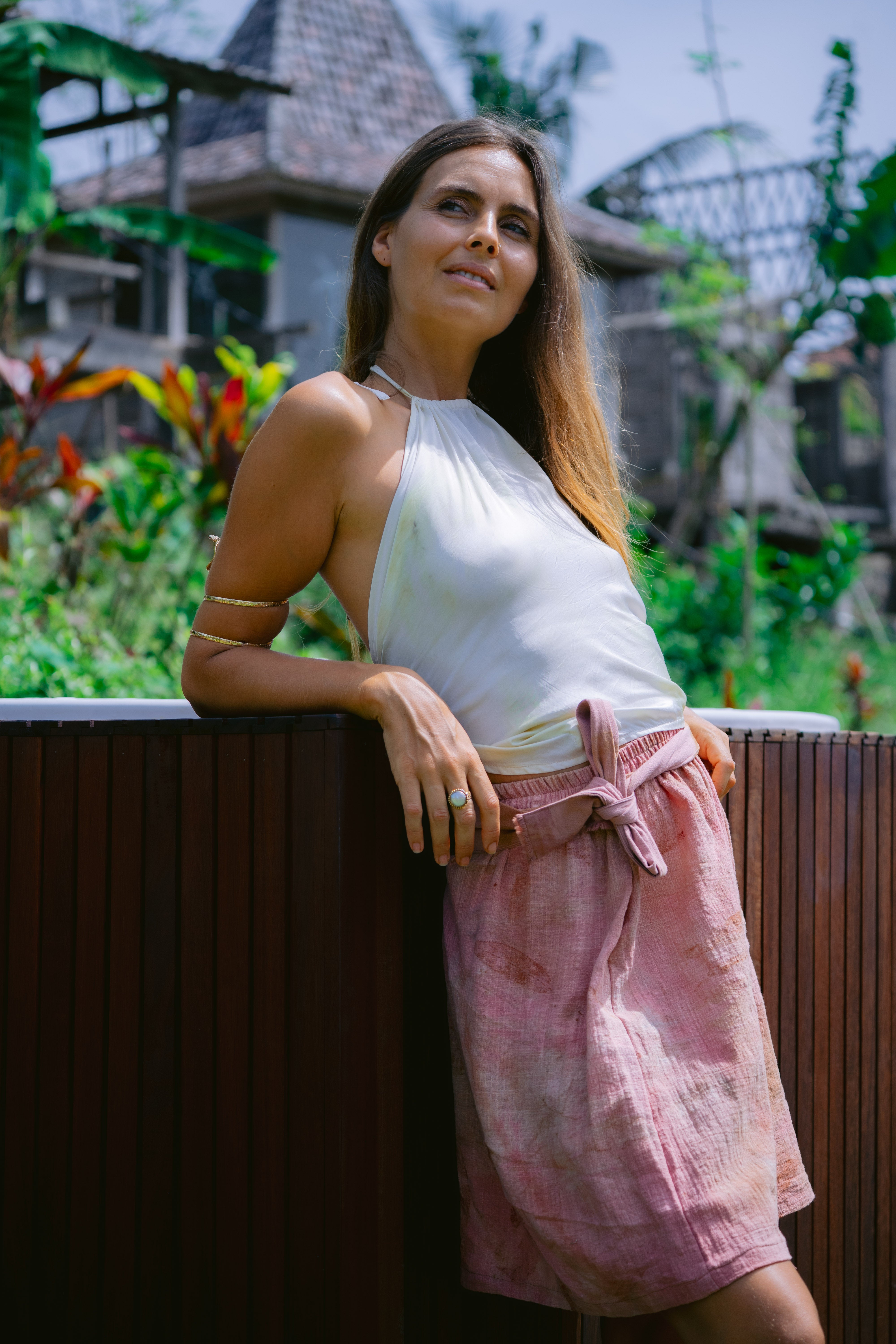 The Sri Pink, White, Magenta & White Eco Vero Friendly Skirt