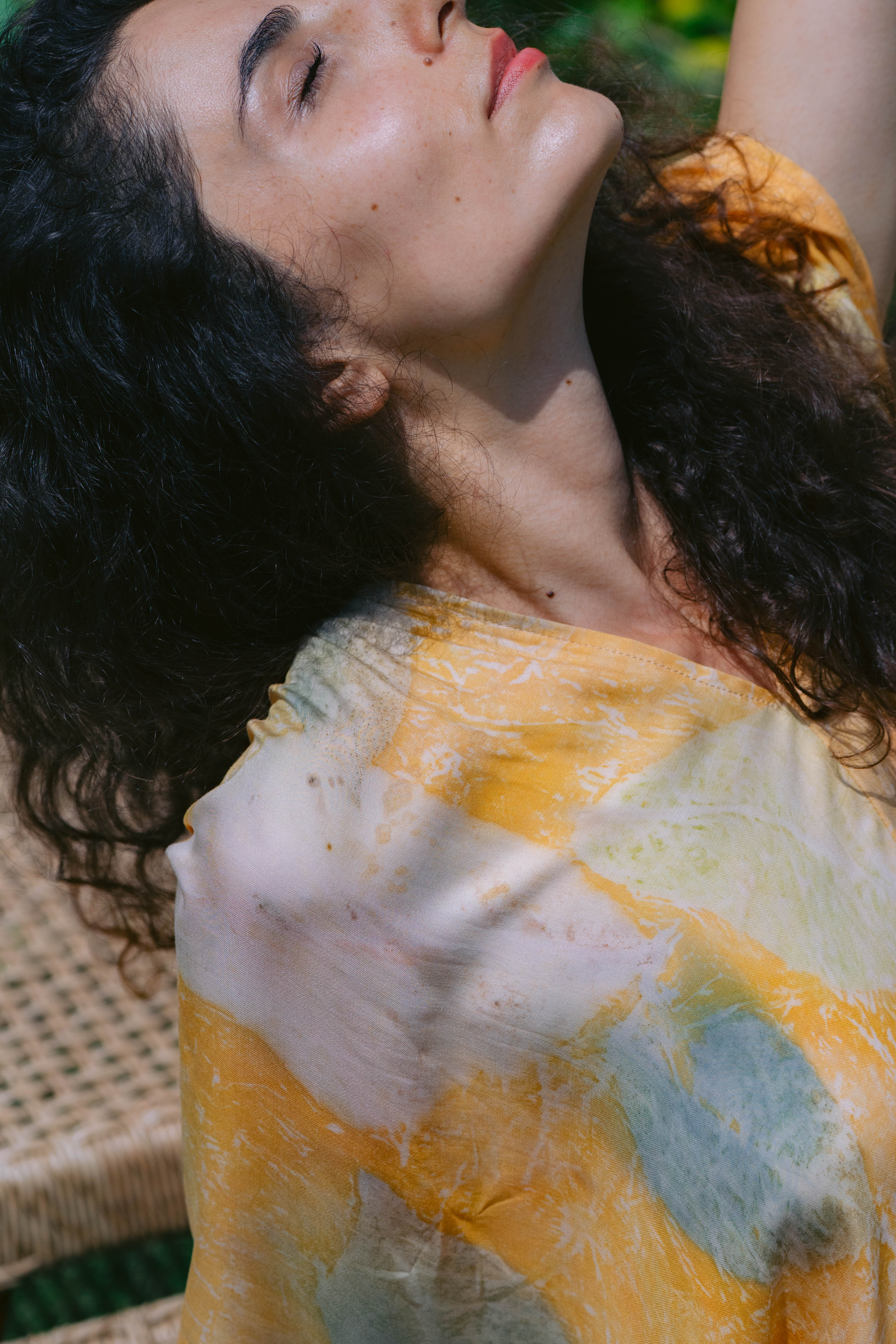 The Parvati – Yellow, Purple, Blue & White Eco Vero Friendly Print Dress