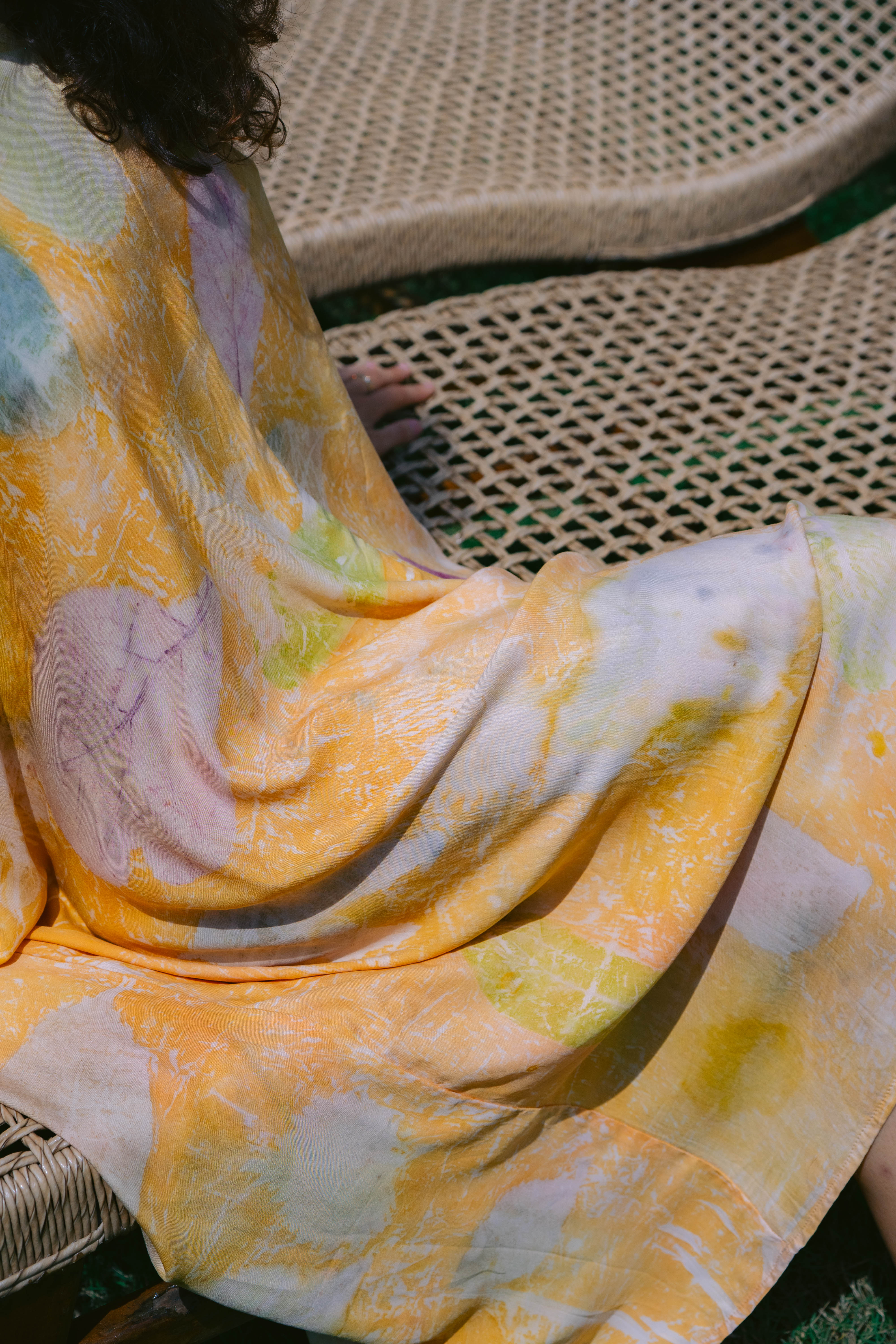 The Parvati – Yellow, Purple, Blue & White Eco Vero Friendly Print Dress