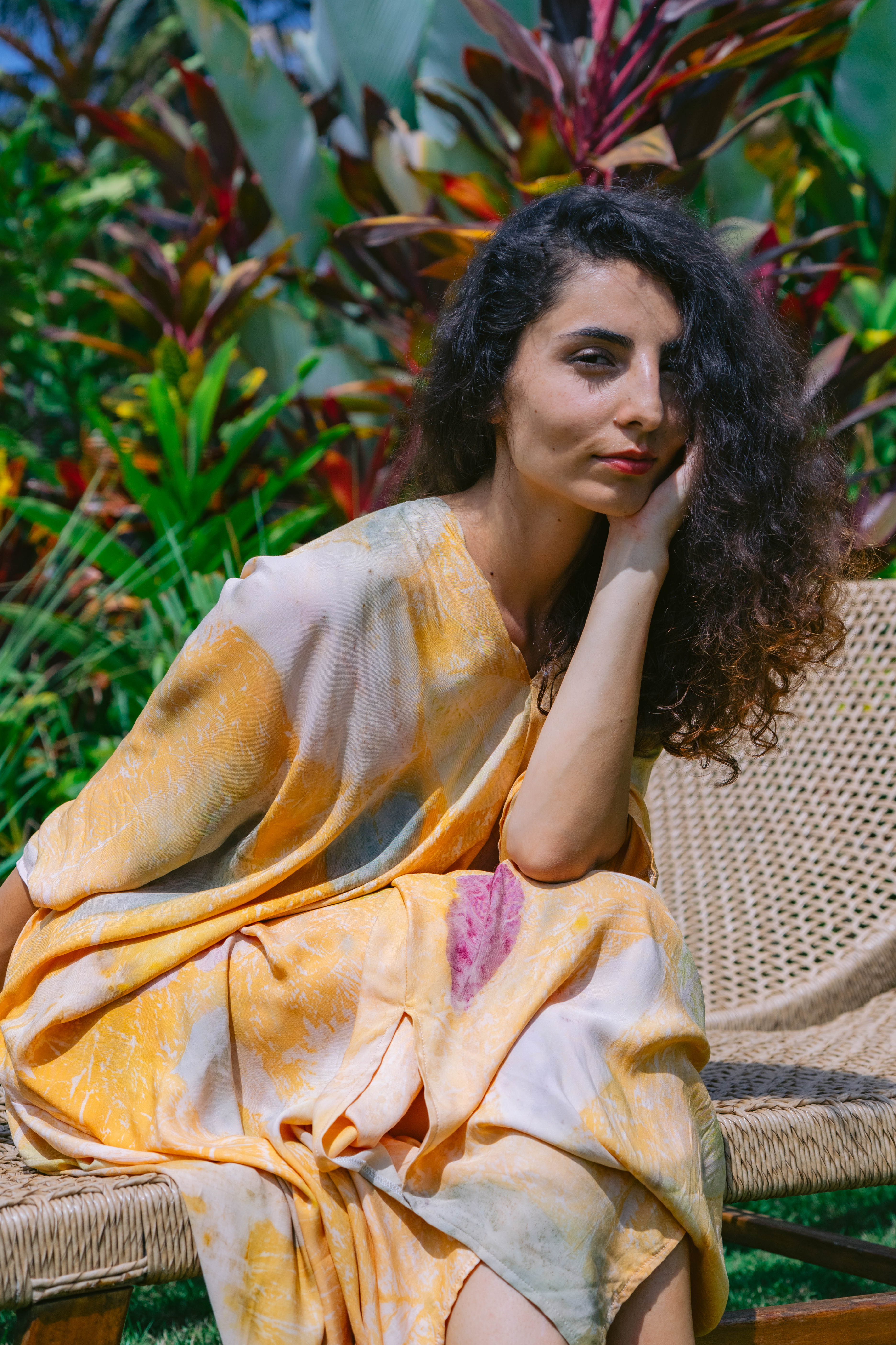 The Parvati – Yellow, Purple, Blue & White Eco Vero Friendly Print Dress