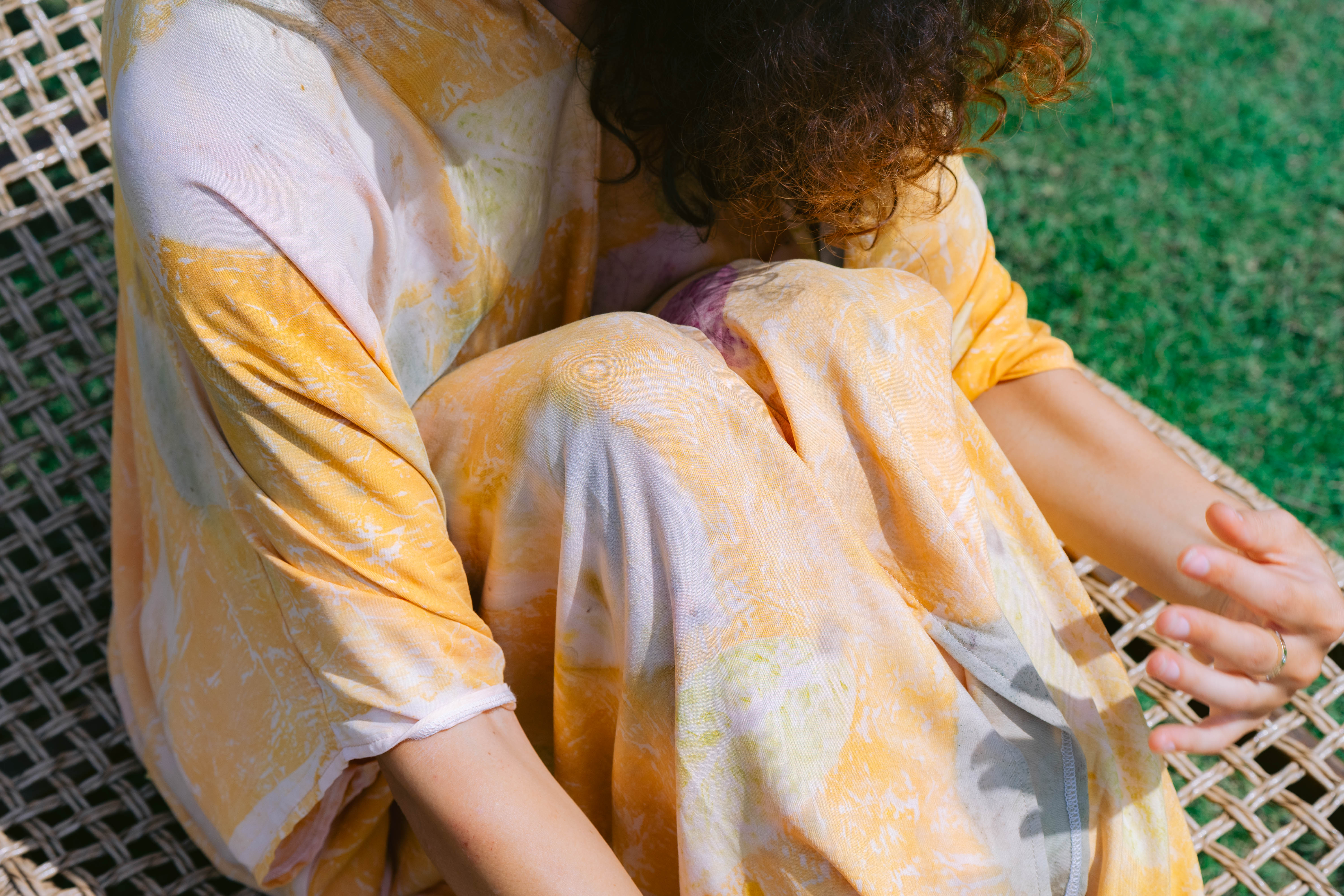 The Parvati – Yellow, Purple, Blue & White Eco Vero Friendly Print Dress