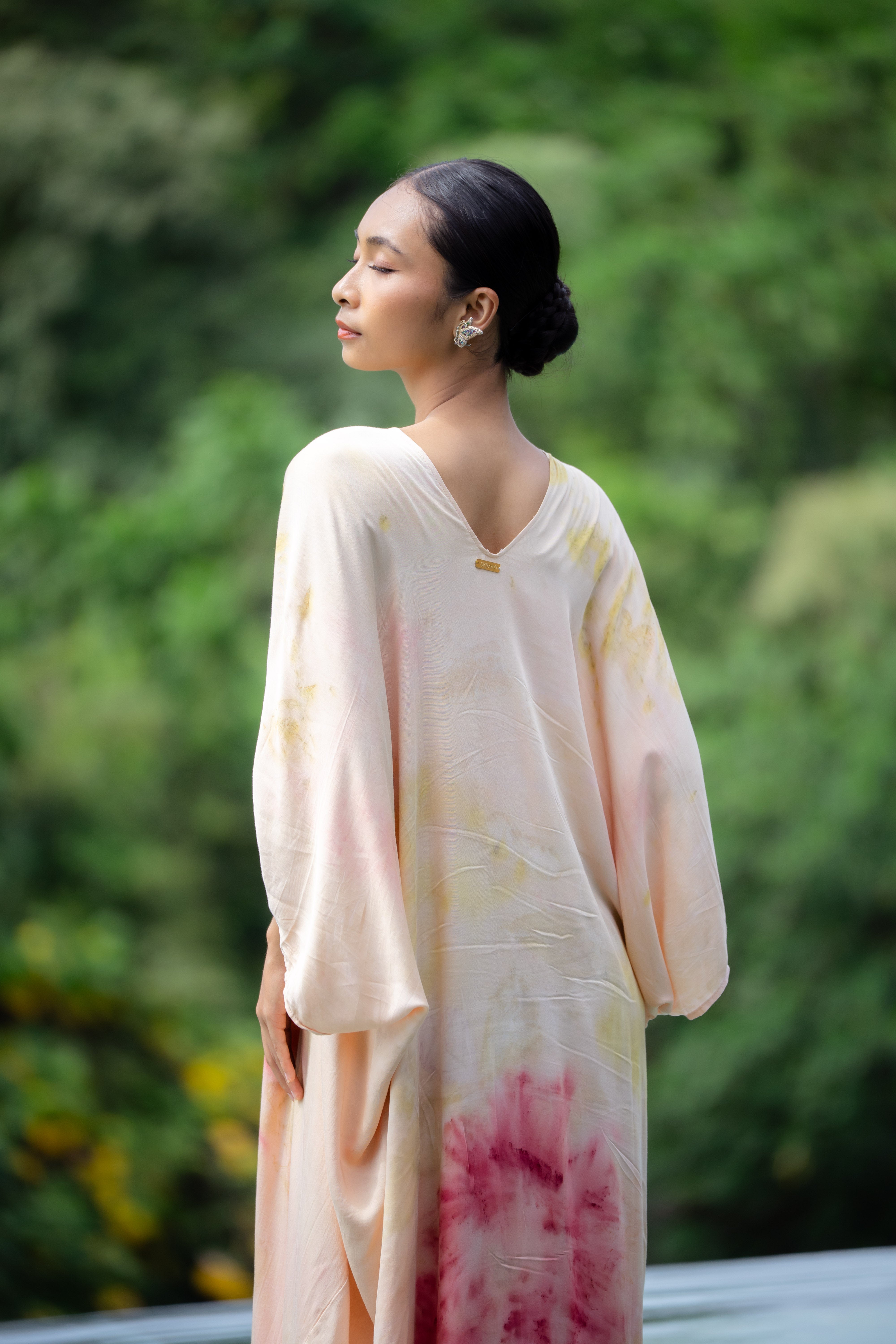 The Parvati – Dusty Pink, Yellow, Red & Green  Eco Vero Friendly  Print Dress