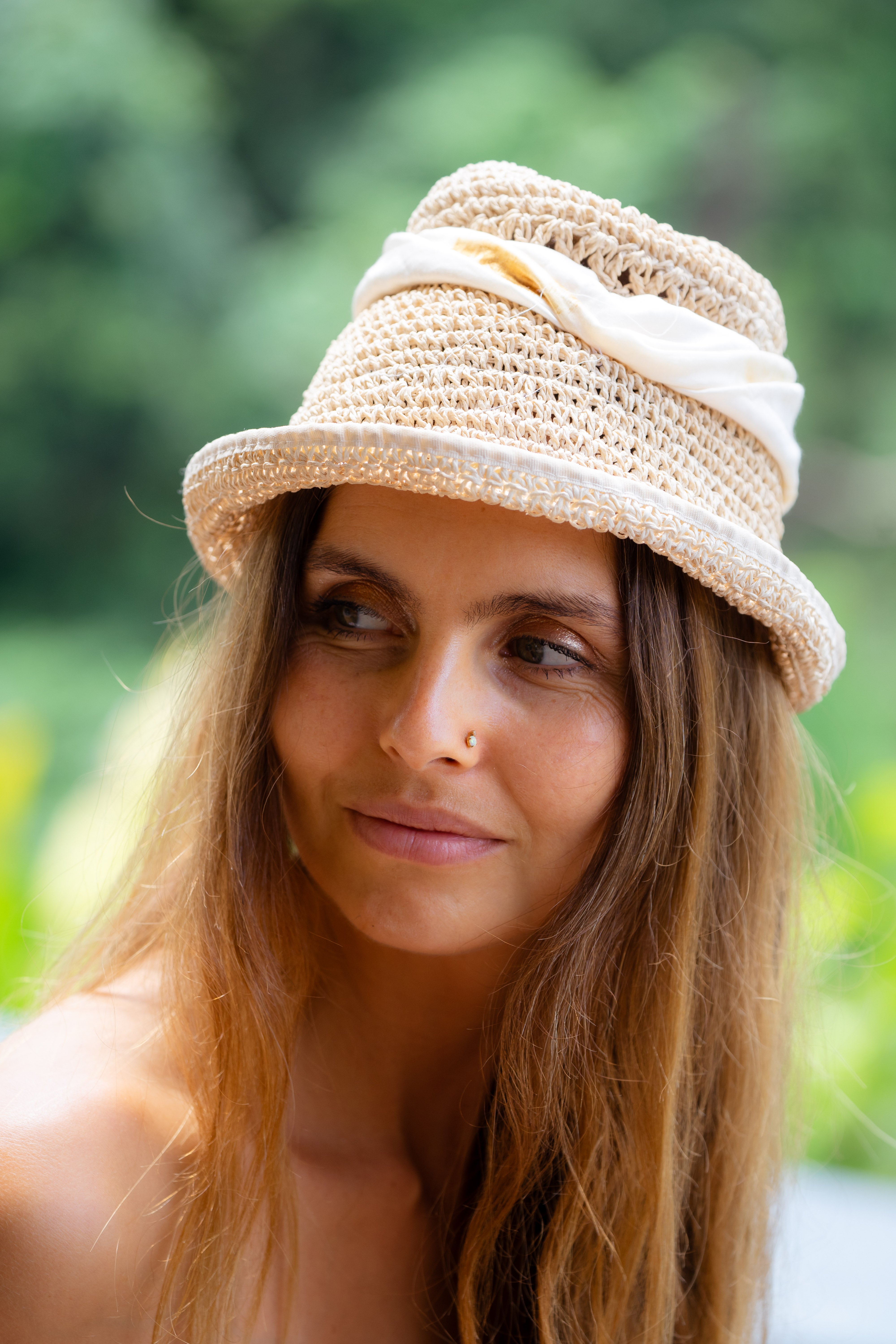 The Sukma Hat Rattan with Cotton Silk Fabric