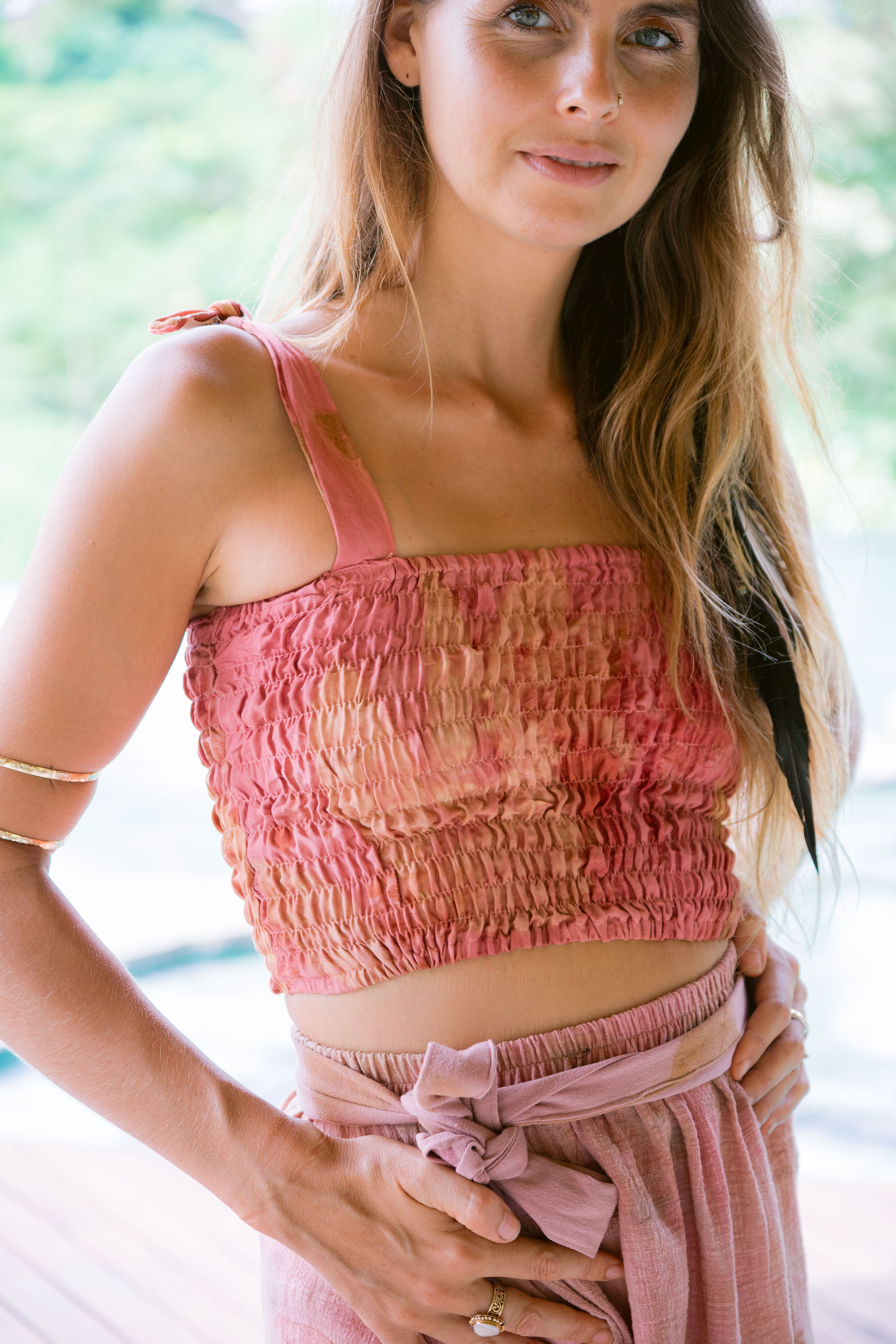 The Sri Pink, White, & Gold Organic Cotton Skirt