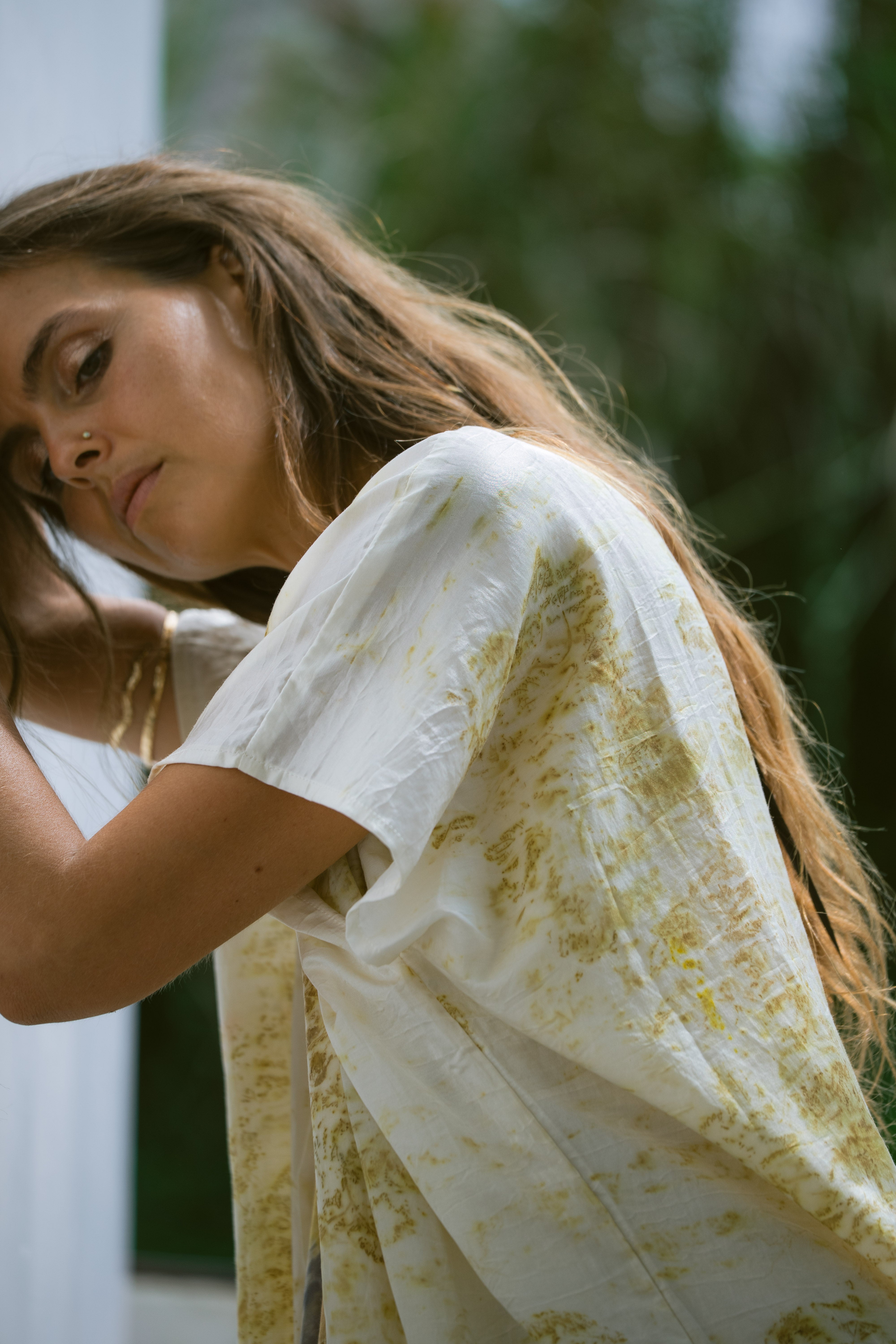 The Yogini – Green, White & Yellow Cotton Silk Eco Print Pyjamas