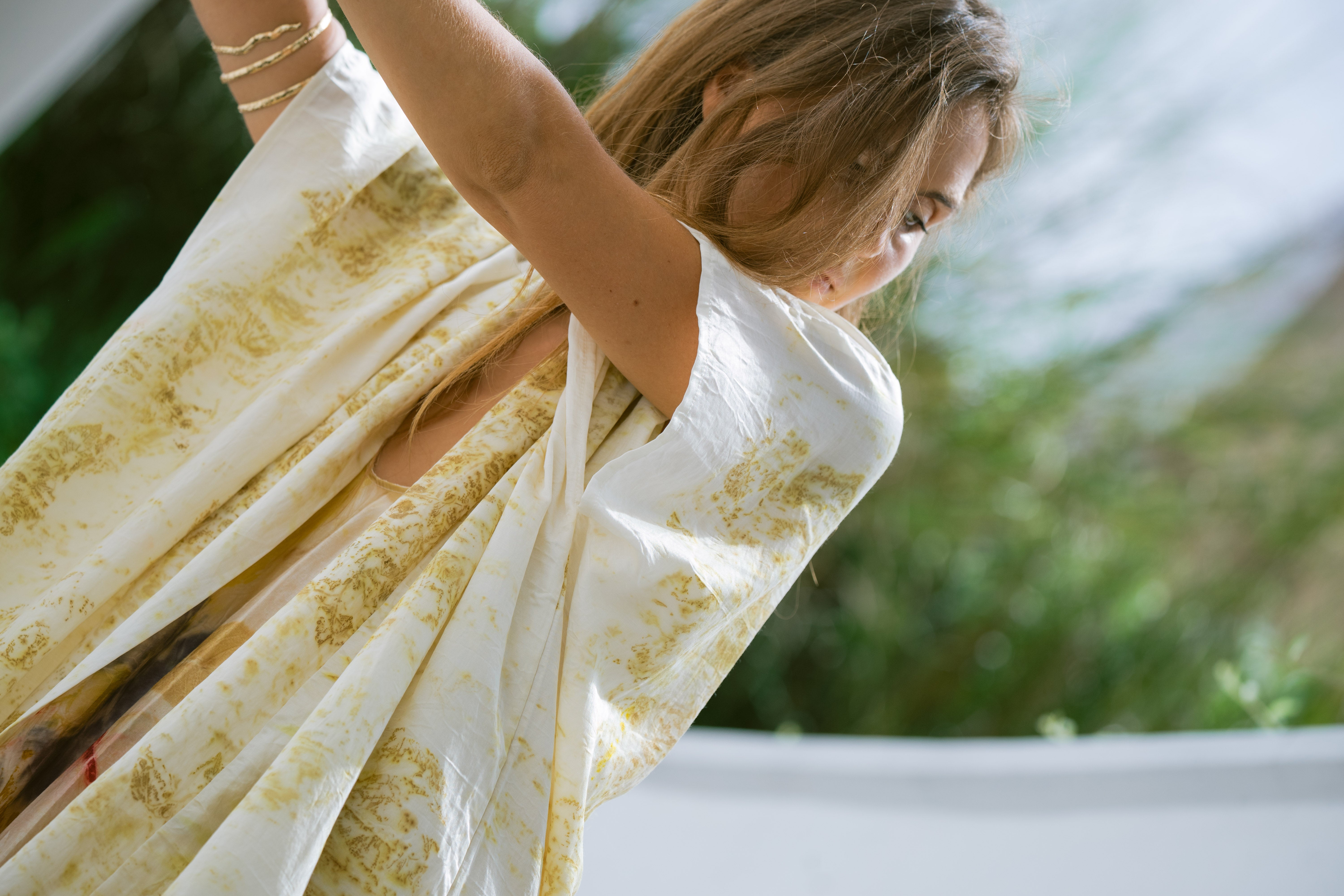 The Yogini – Green, White & Yellow Cotton Silk Eco Print Pyjamas