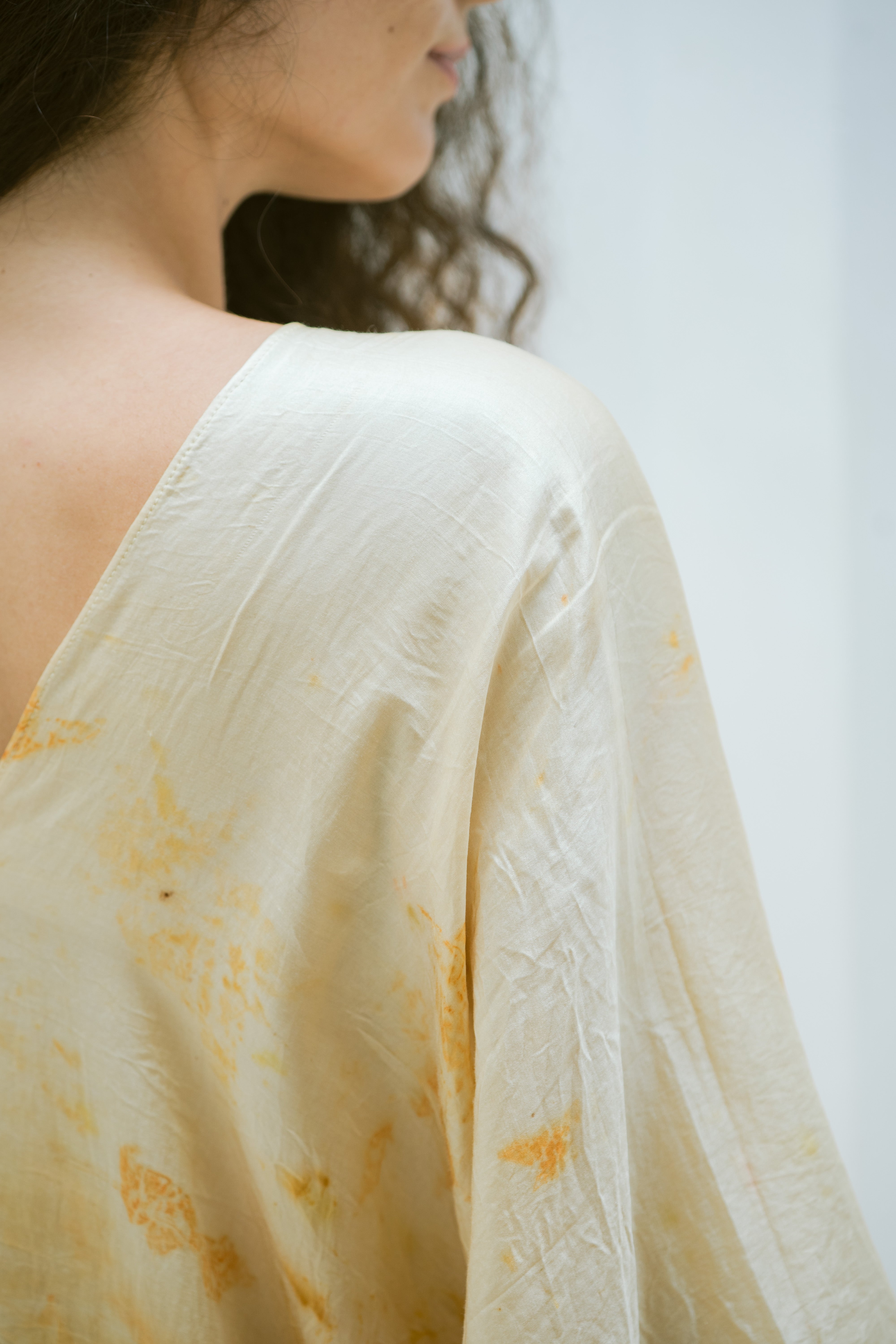 The Parvati – Yellow & Red Cotton Silk Eco Print Dress