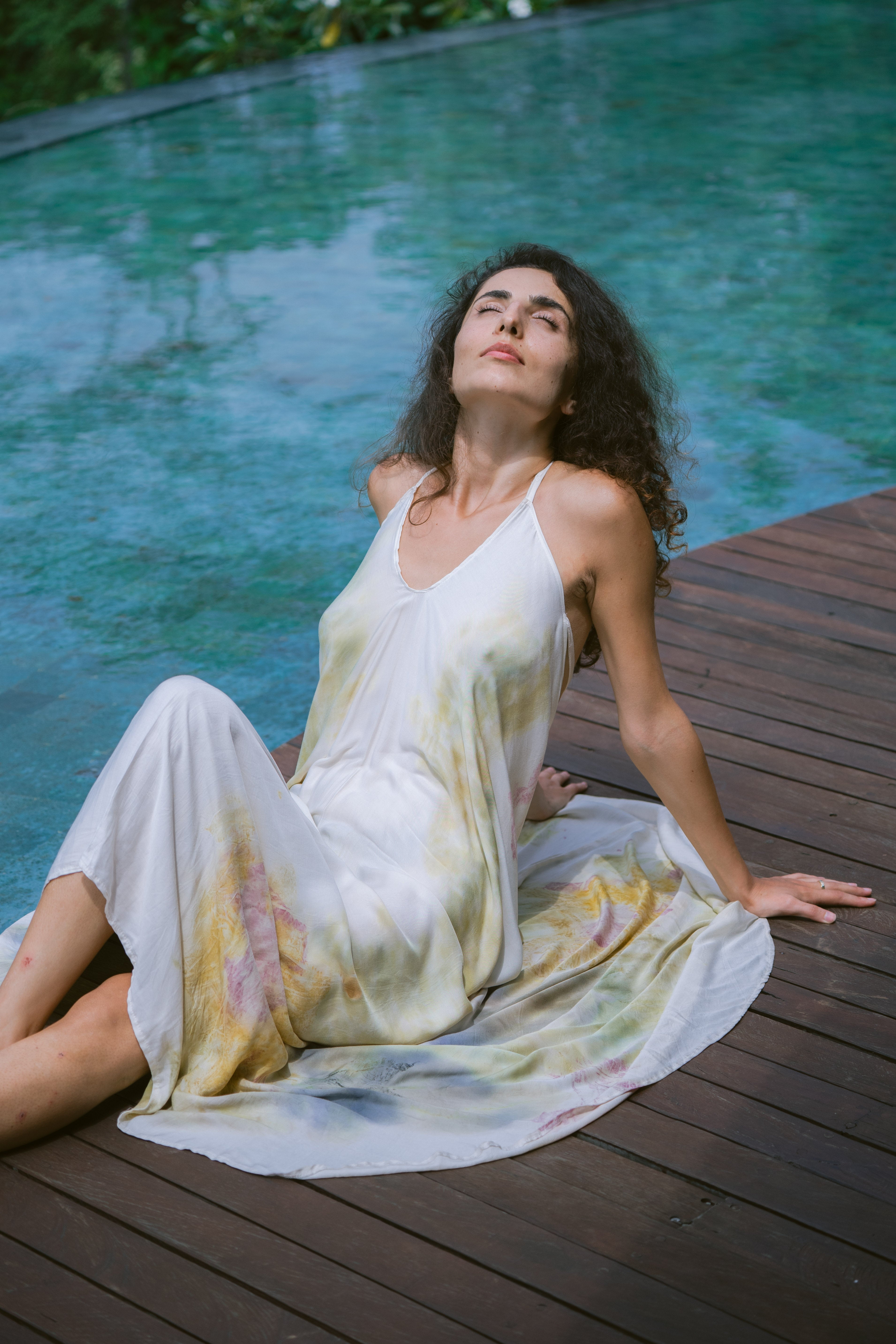 The Goddess – Yellow, White, Blue & Pink  Eco Vero Friendly Print Dress