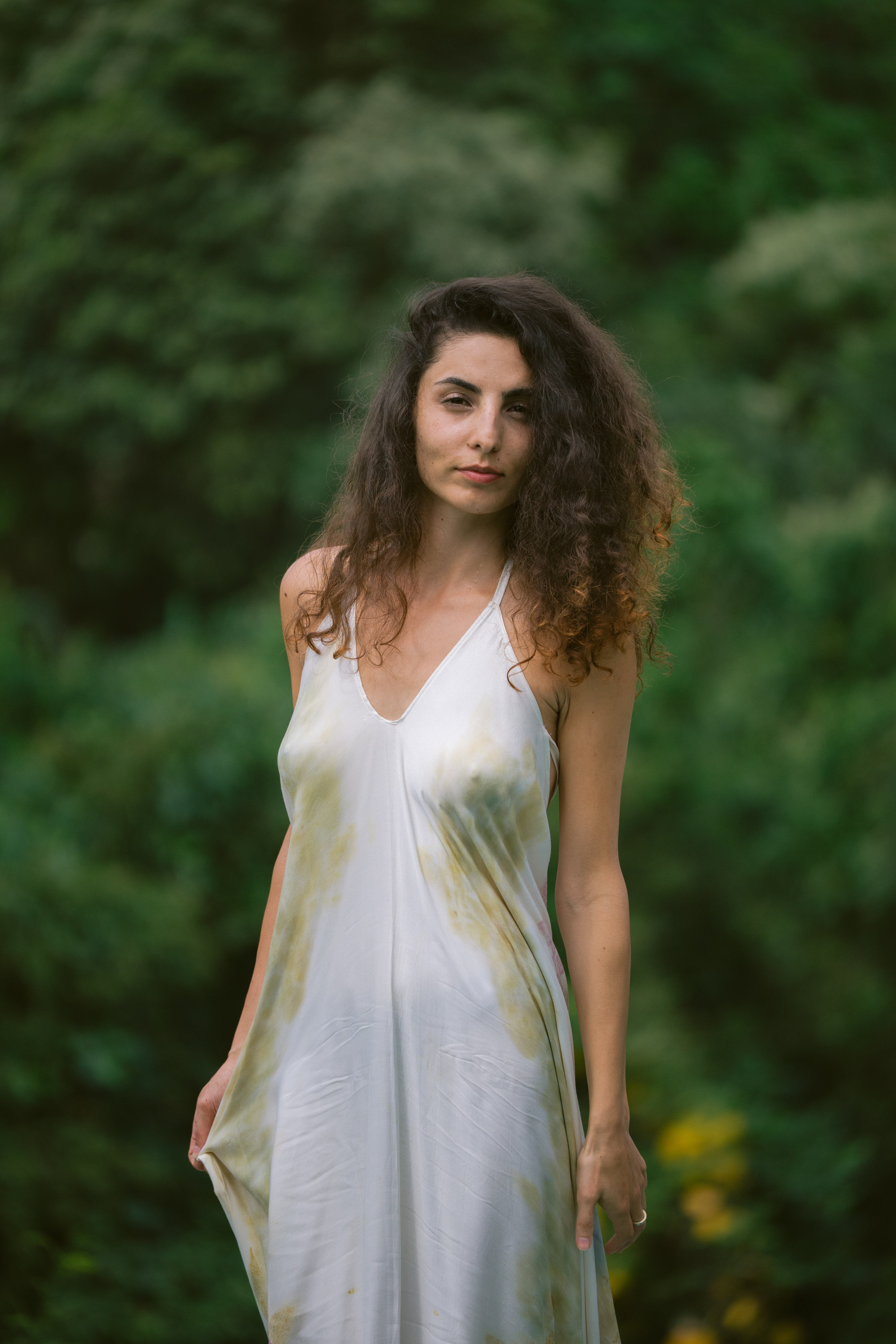 The Goddess – Yellow, White, Blue & Pink  Eco Vero Friendly Print Dress