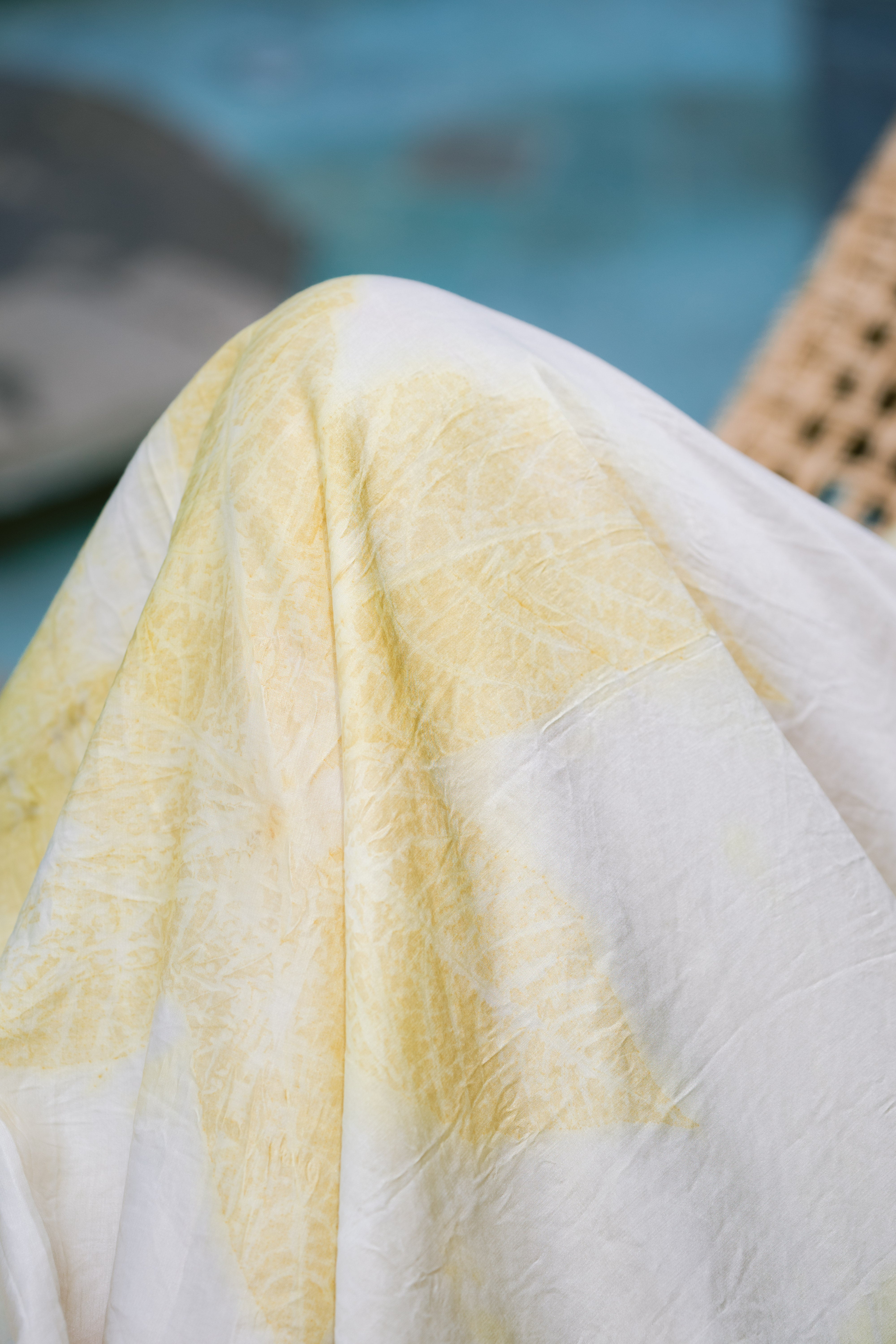 The Goddess – Yellow & White Cotton Silk Eco Print Dresses