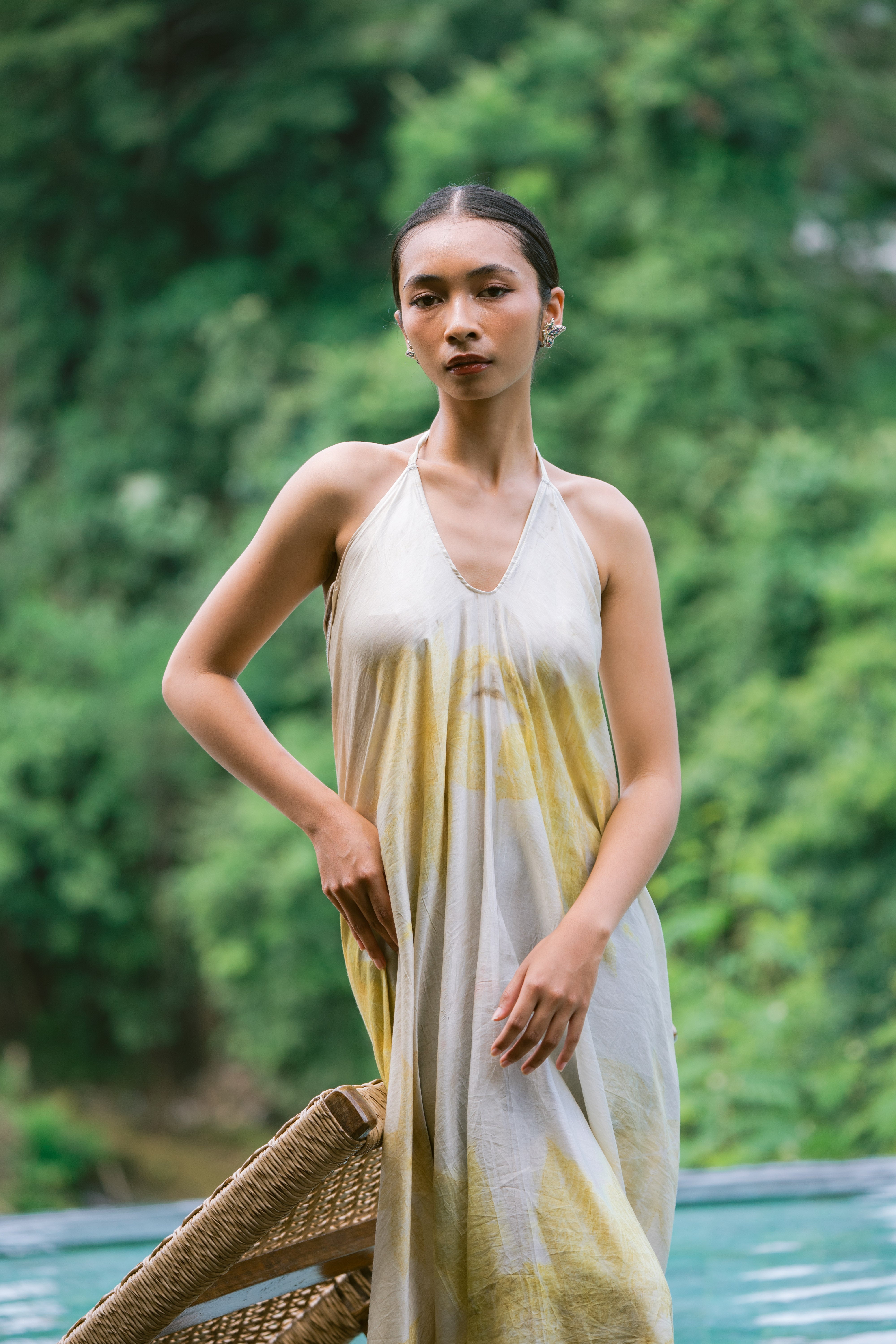 The Goddess – Yellow & White Cotton Silk Eco Print Dresses