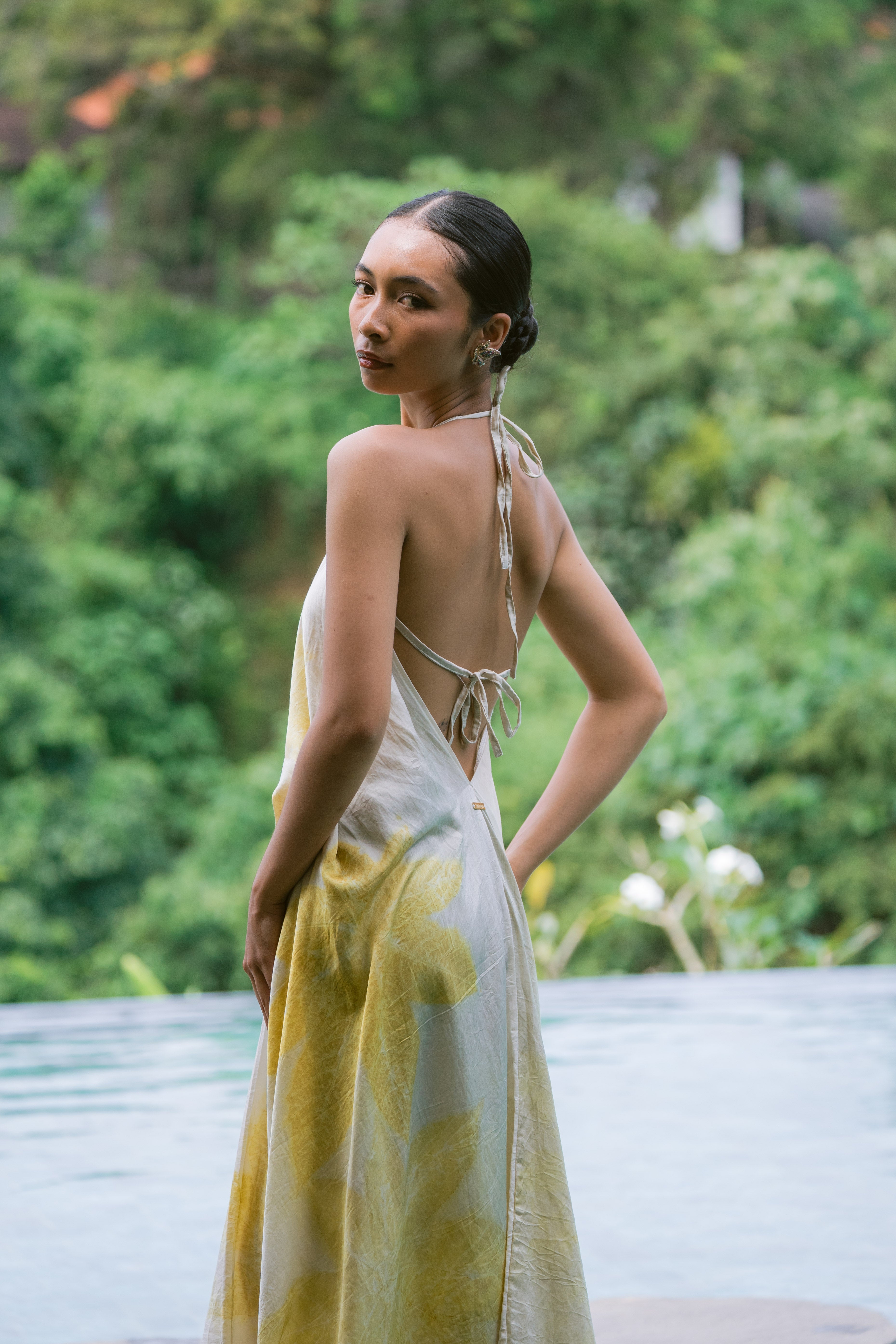 The Goddess – Yellow & White Cotton Silk Eco Print Dresses