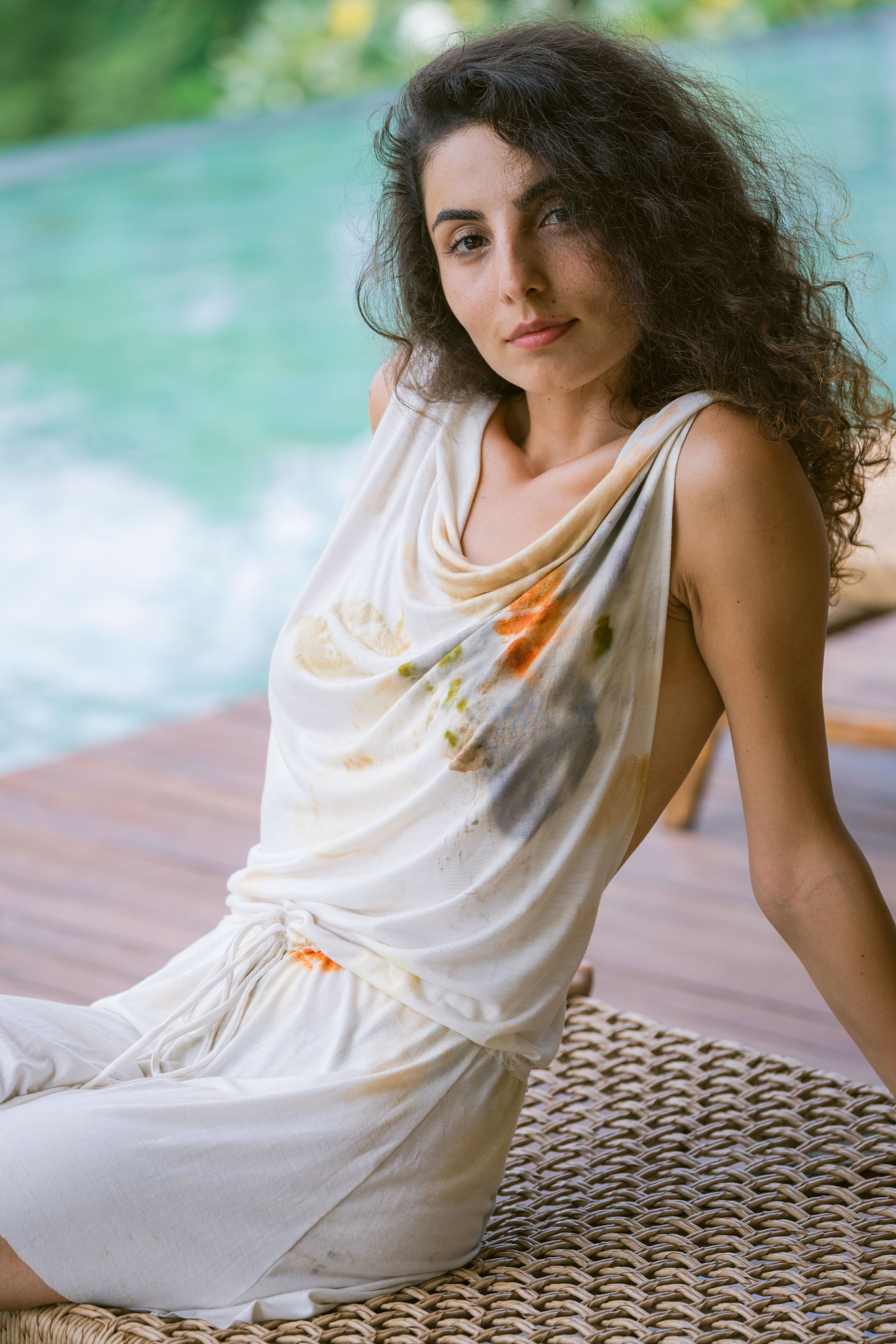 The Sandat White, Orange, Blue, Brown & Green Organic Cotton Jumpsuit