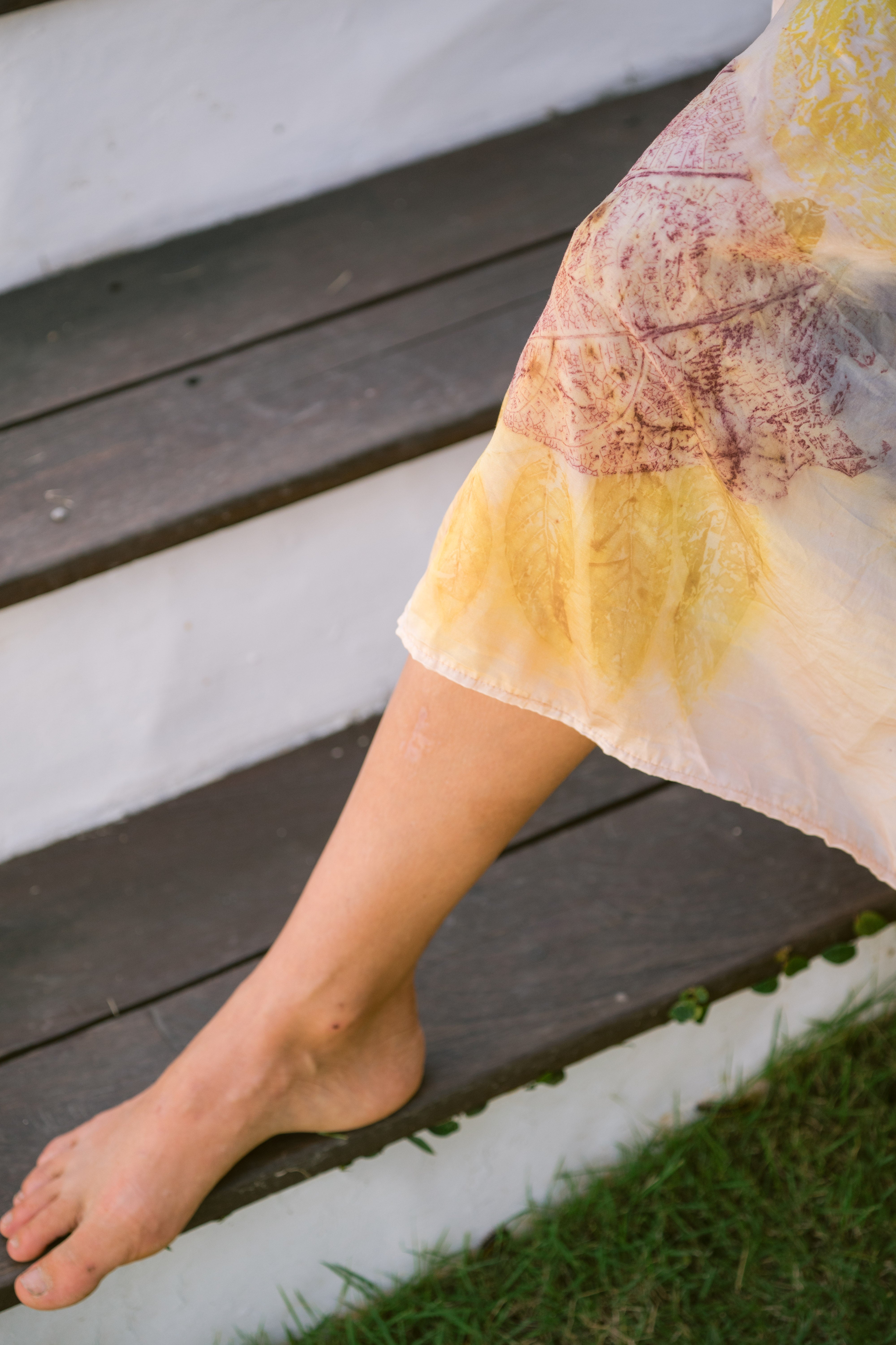 The Parvati – Blue, Pink, Purple & Yellow Cotton Silk Eco Print Dress