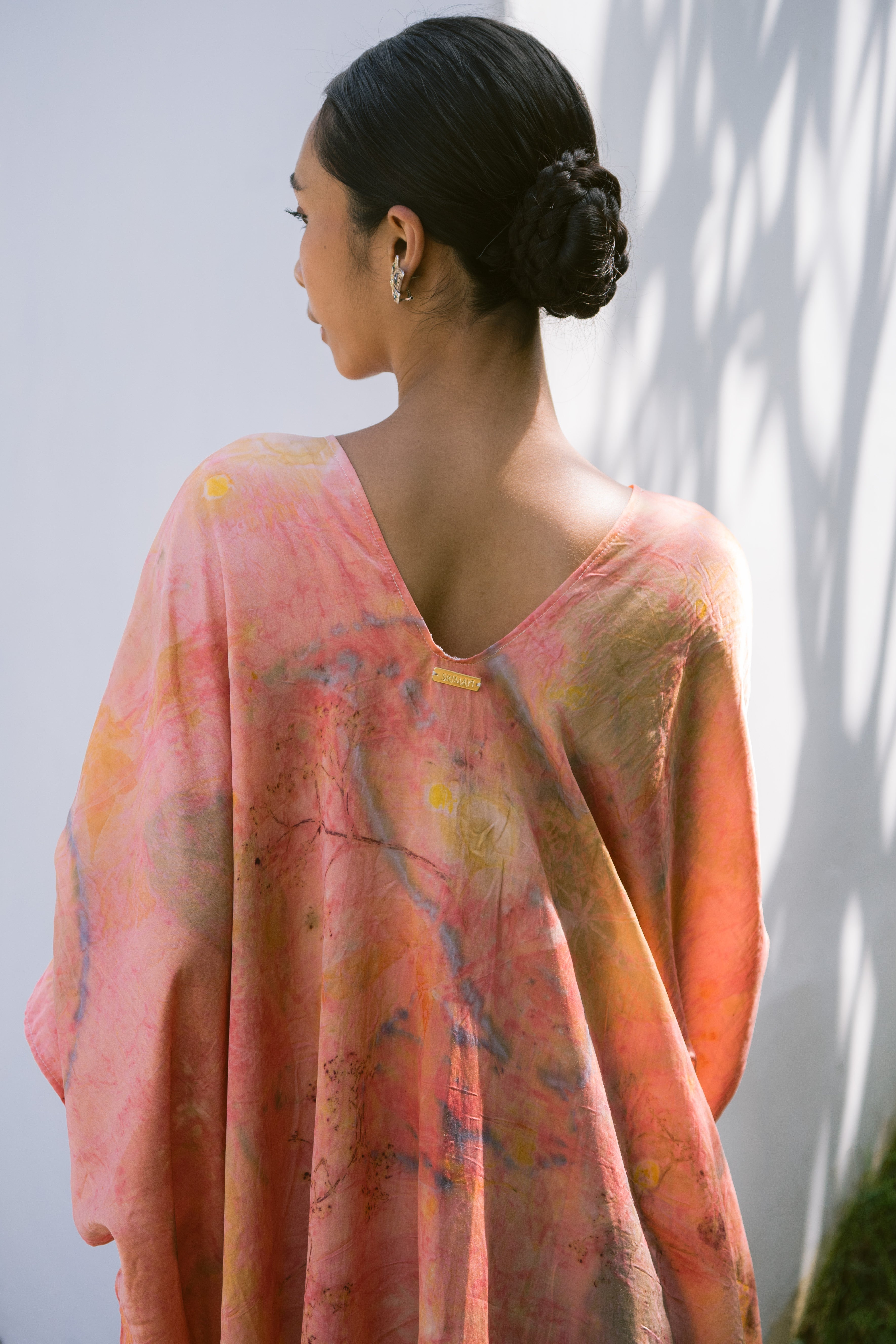The Parvati – Blue, Pink, Green & Yellow Cotton Silk Eco Print Dress