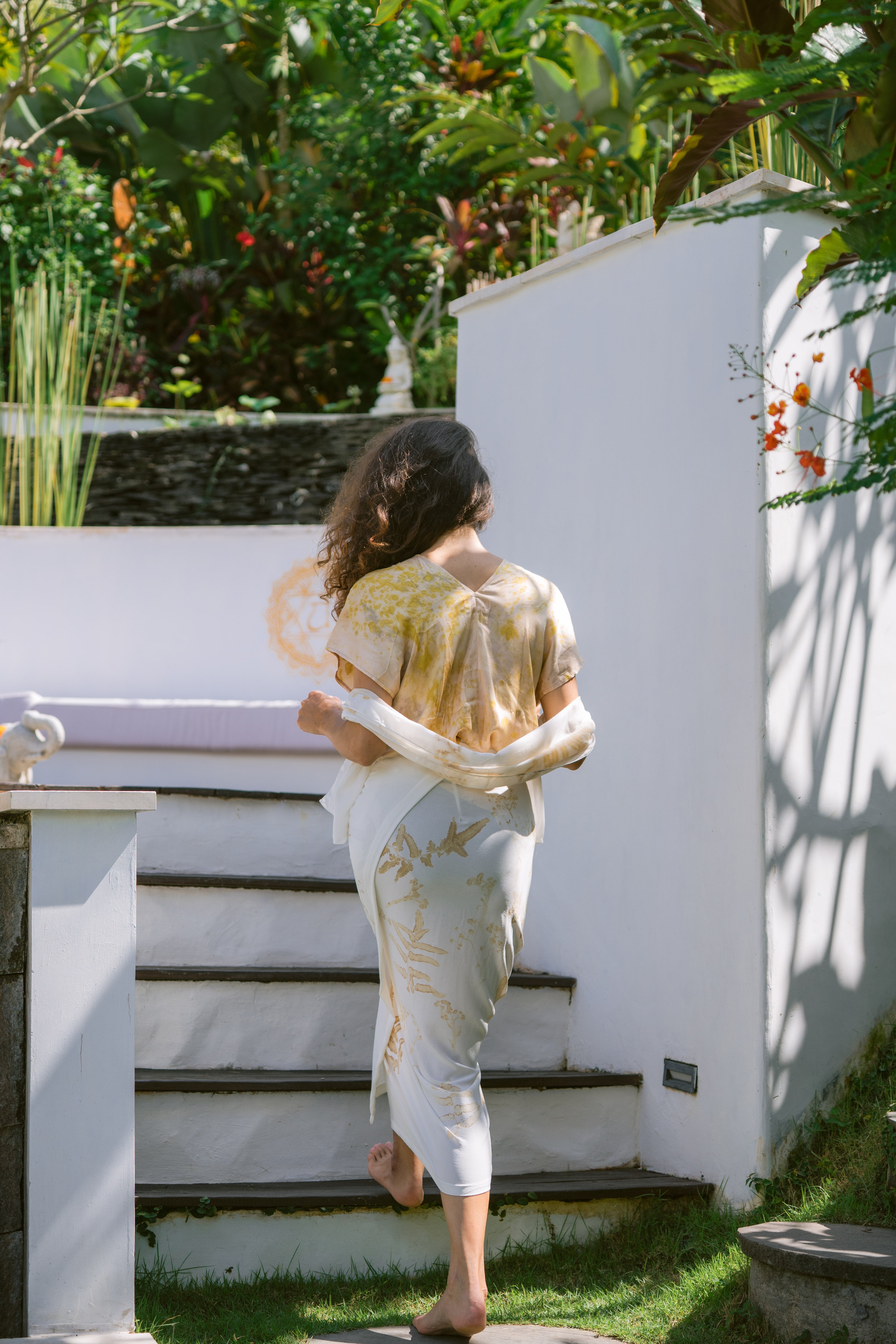 The Saraswati  White, Blue, Orange, Brown & Yellow Organic Cotton Silk Top