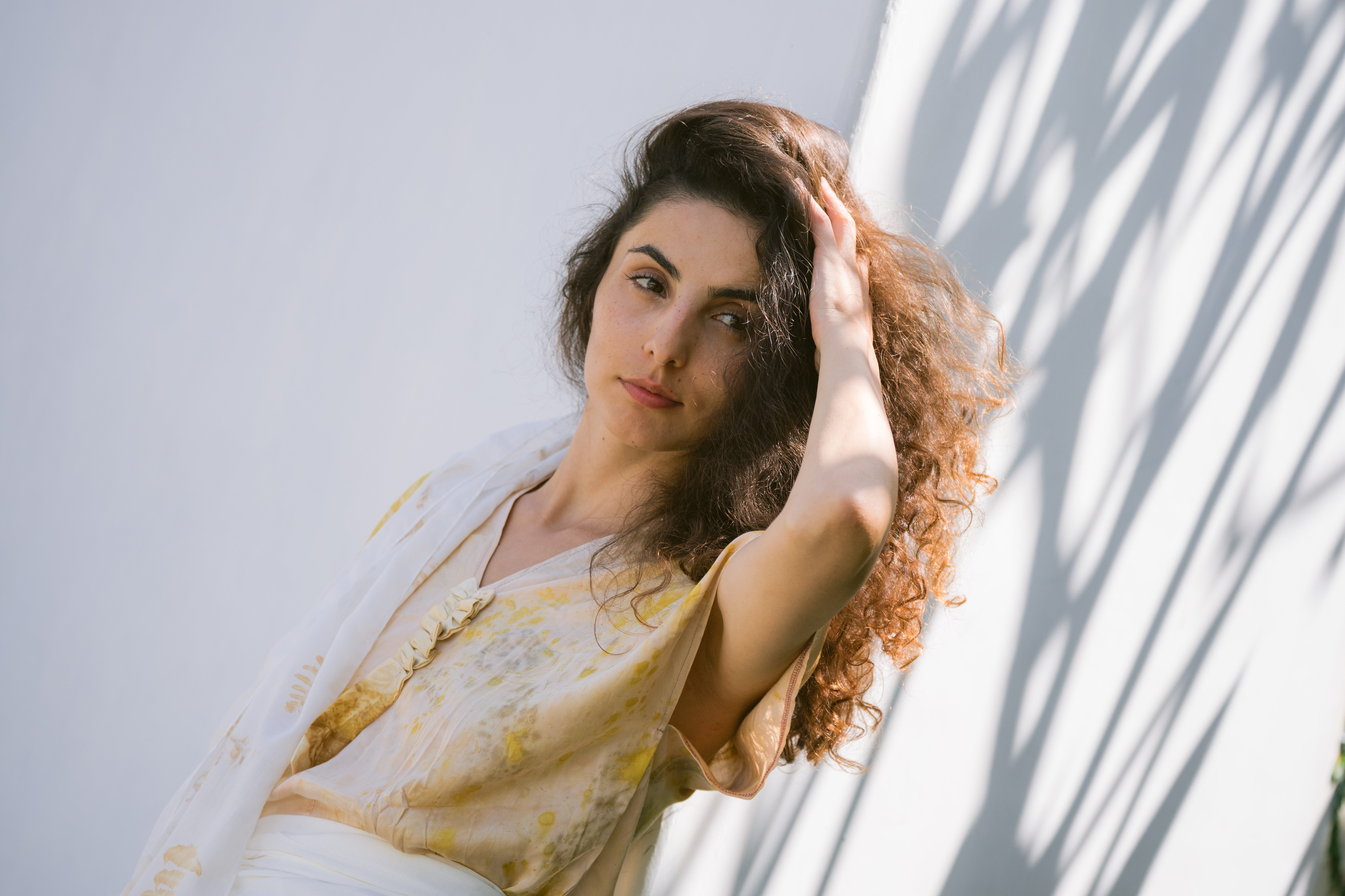 The Saraswati  White, Blue, Orange, Brown & Yellow Organic Cotton Silk Top