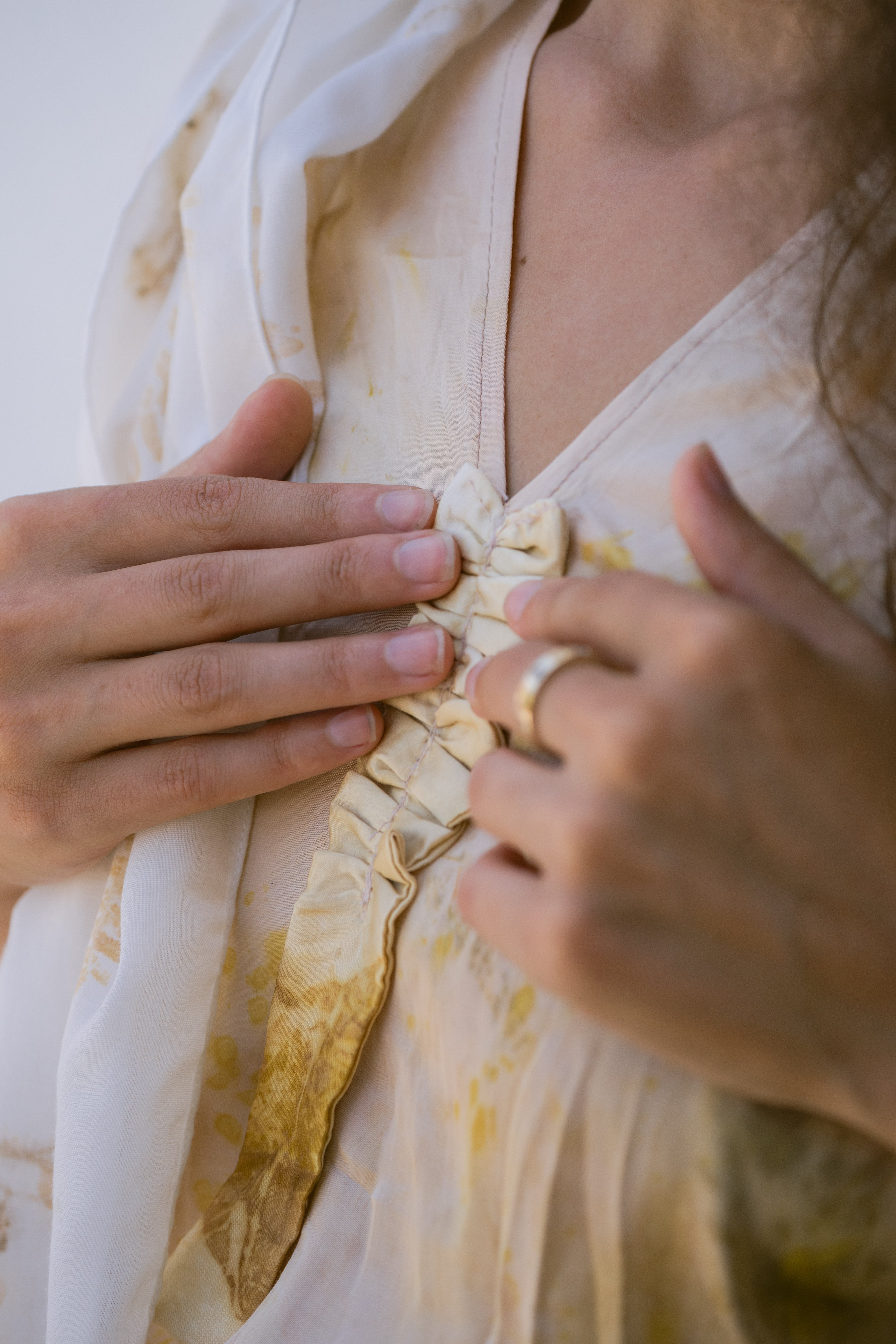 The Saraswati  White, Blue, Orange, Brown & Yellow Organic Cotton Silk Top