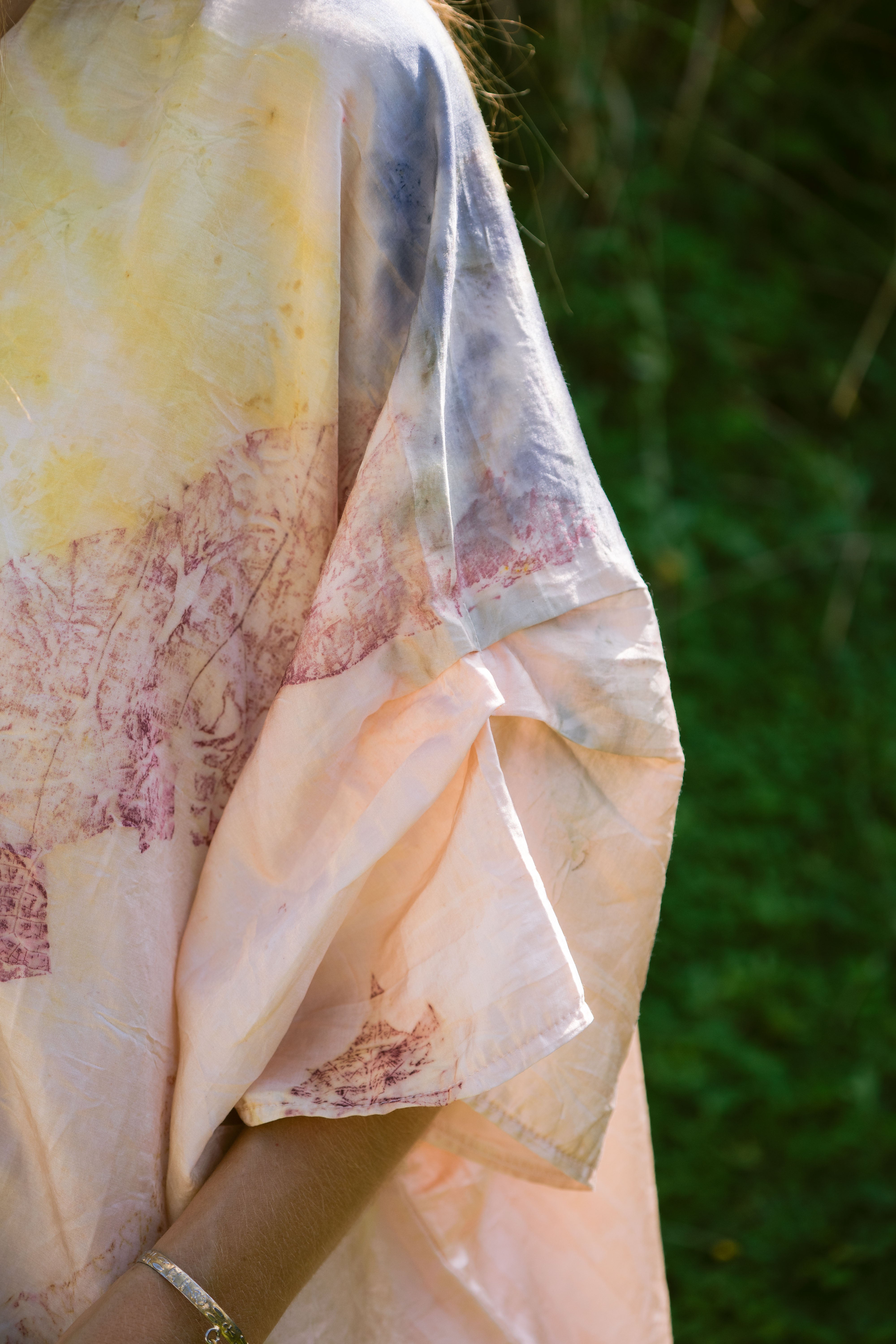 The Parvati – Blue, Pink, Purple & Yellow Cotton Silk Eco Print Dress