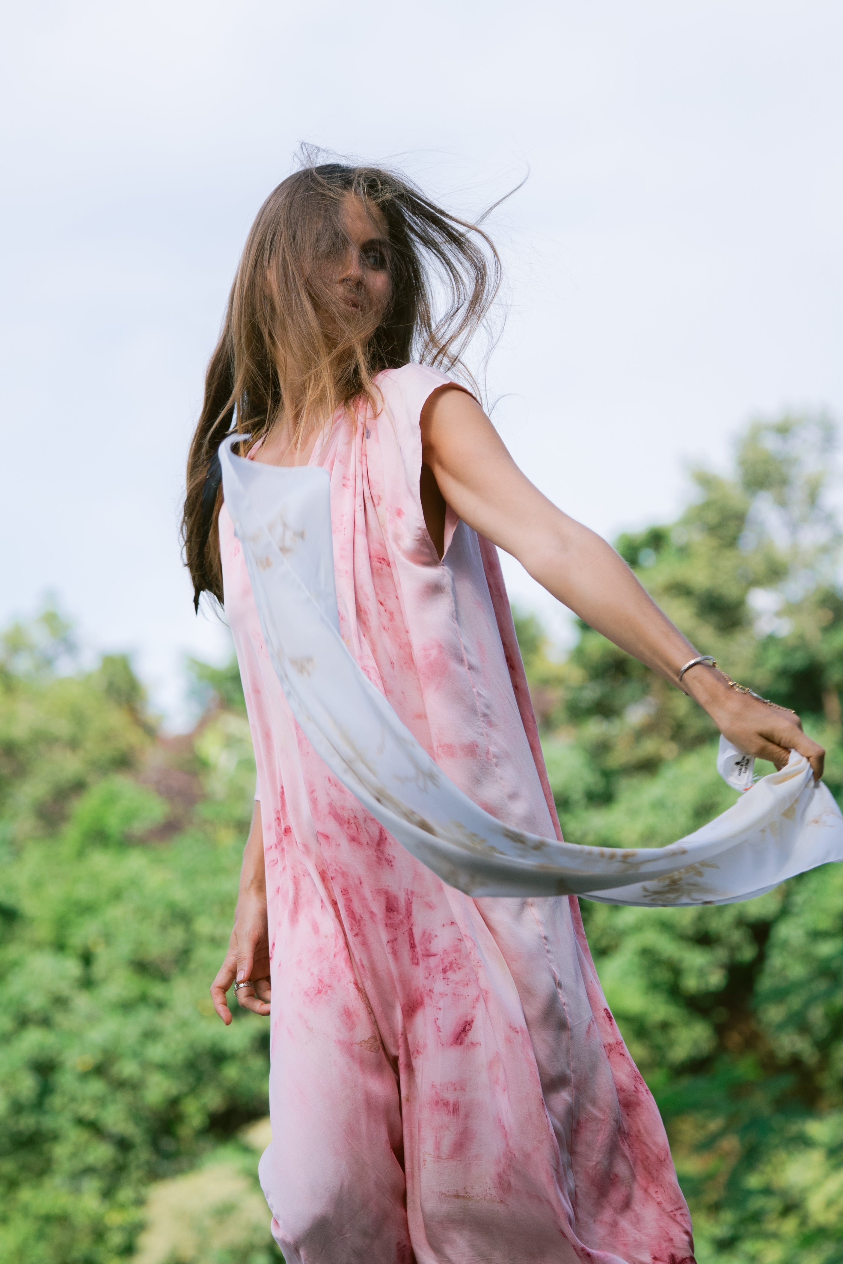 The Parvati – Red & Pink  Eco Vero Friendly  Print Dress