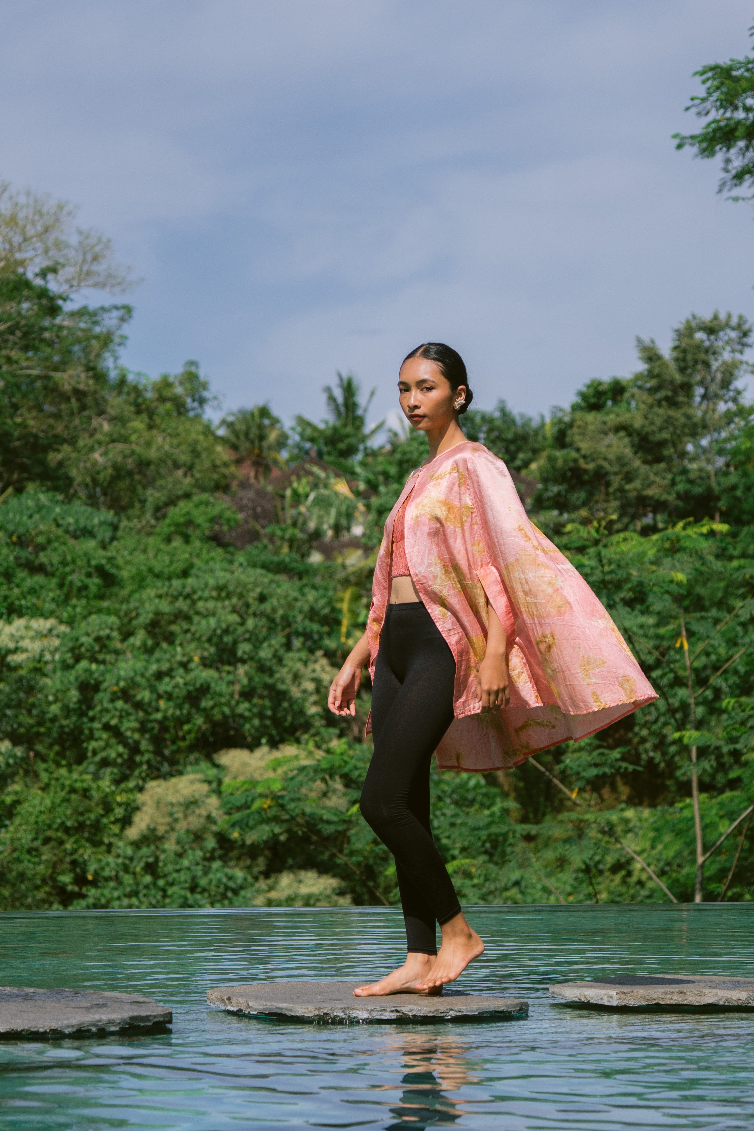 The Lotus Pink & Gold Organic Cotton Silk Kimono Out Fit