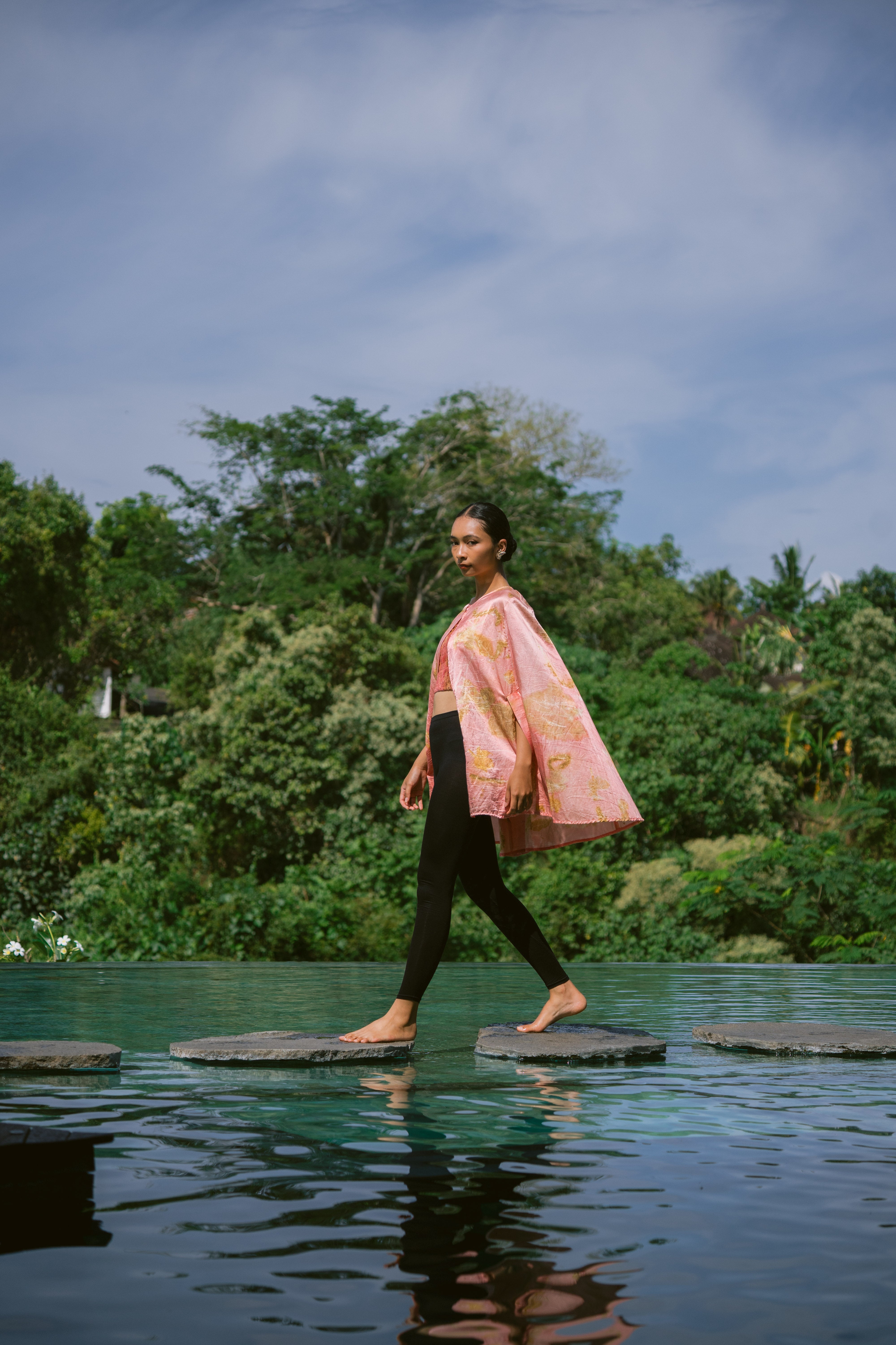 The Lotus Pink & Gold Organic Cotton Silk Kimono Out Fit