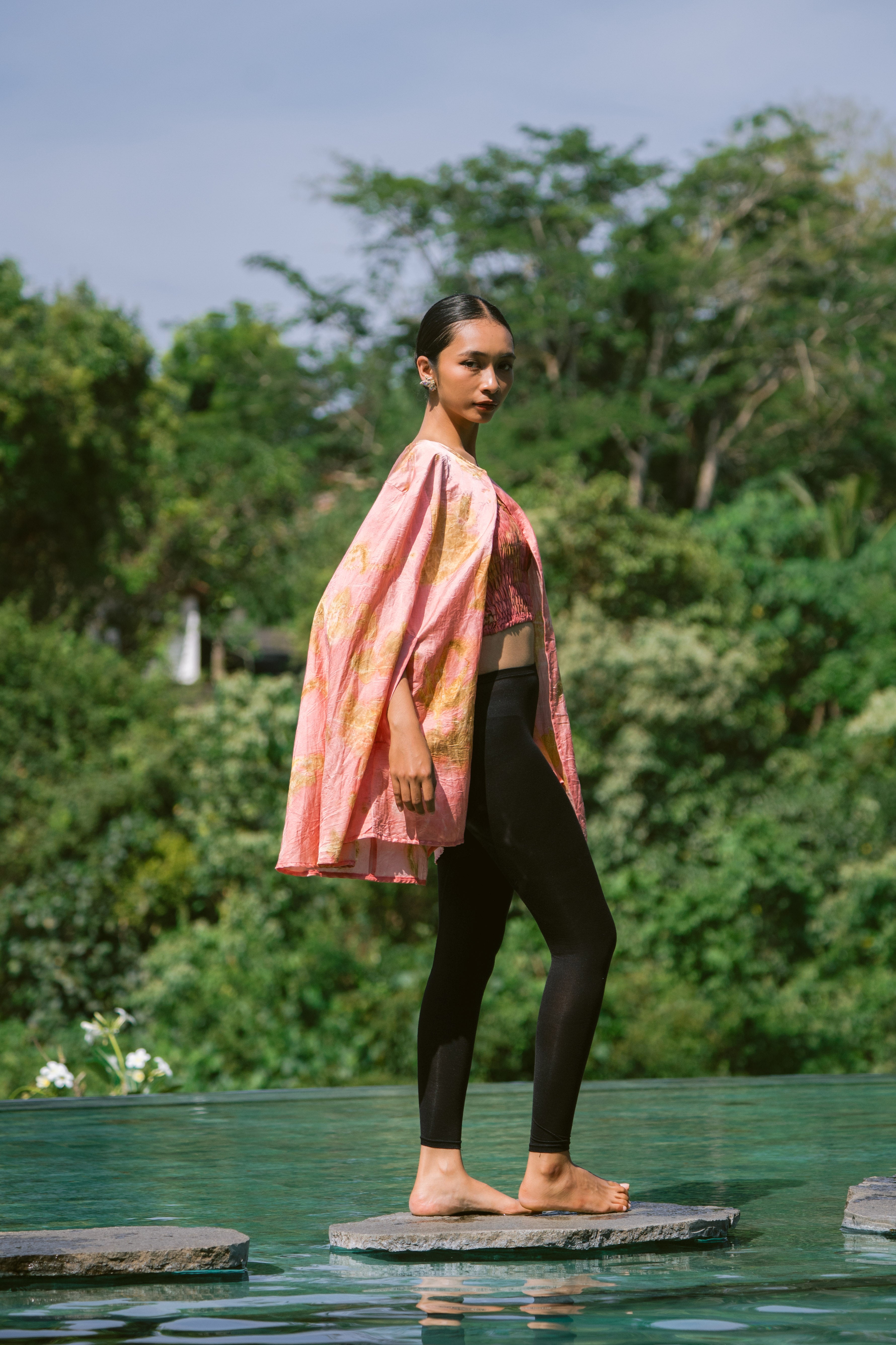 The Lotus Pink & Gold Organic Cotton Silk Kimono Out Fit