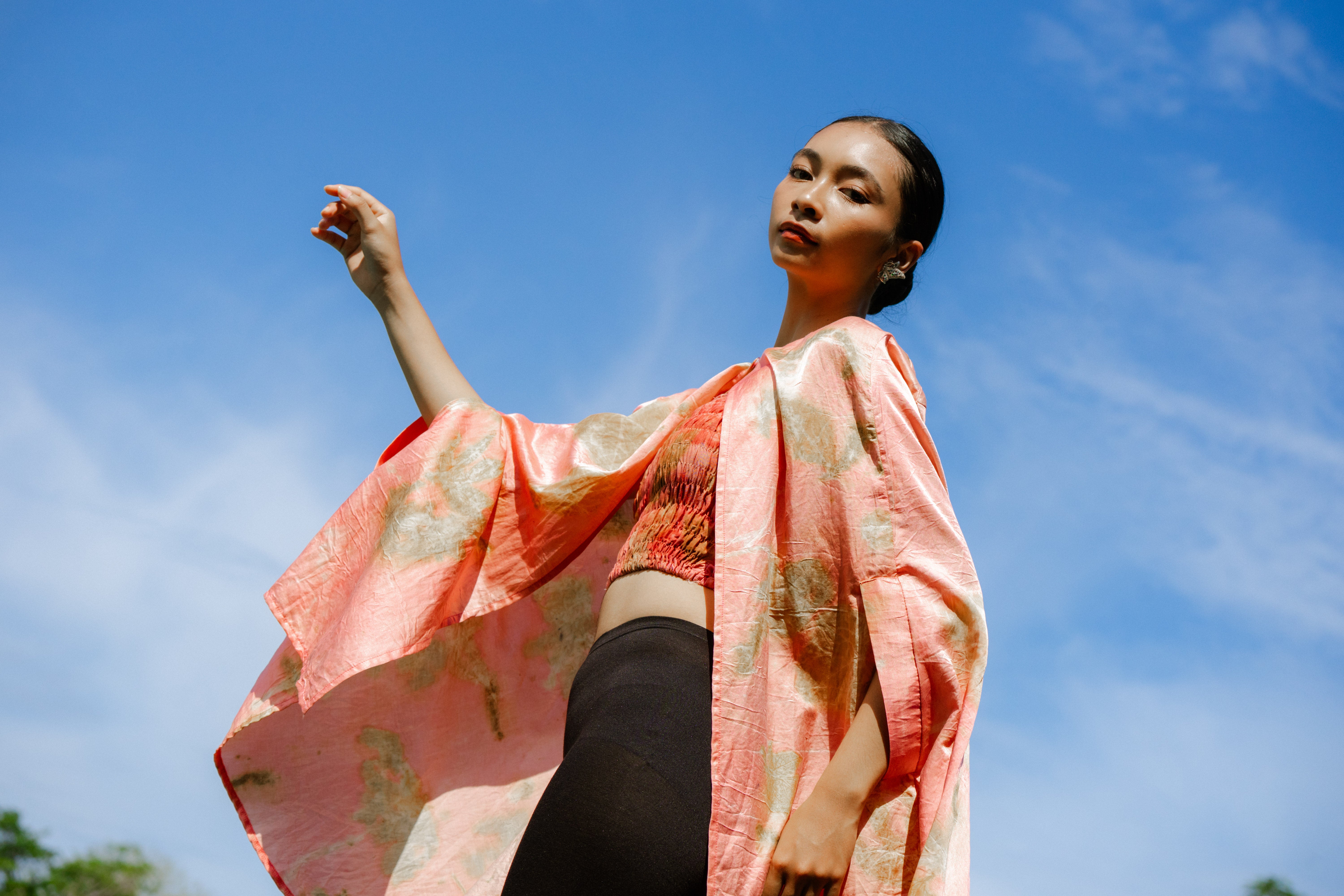 The Lotus Pink & Gold Organic Cotton Silk Kimono Out Fit
