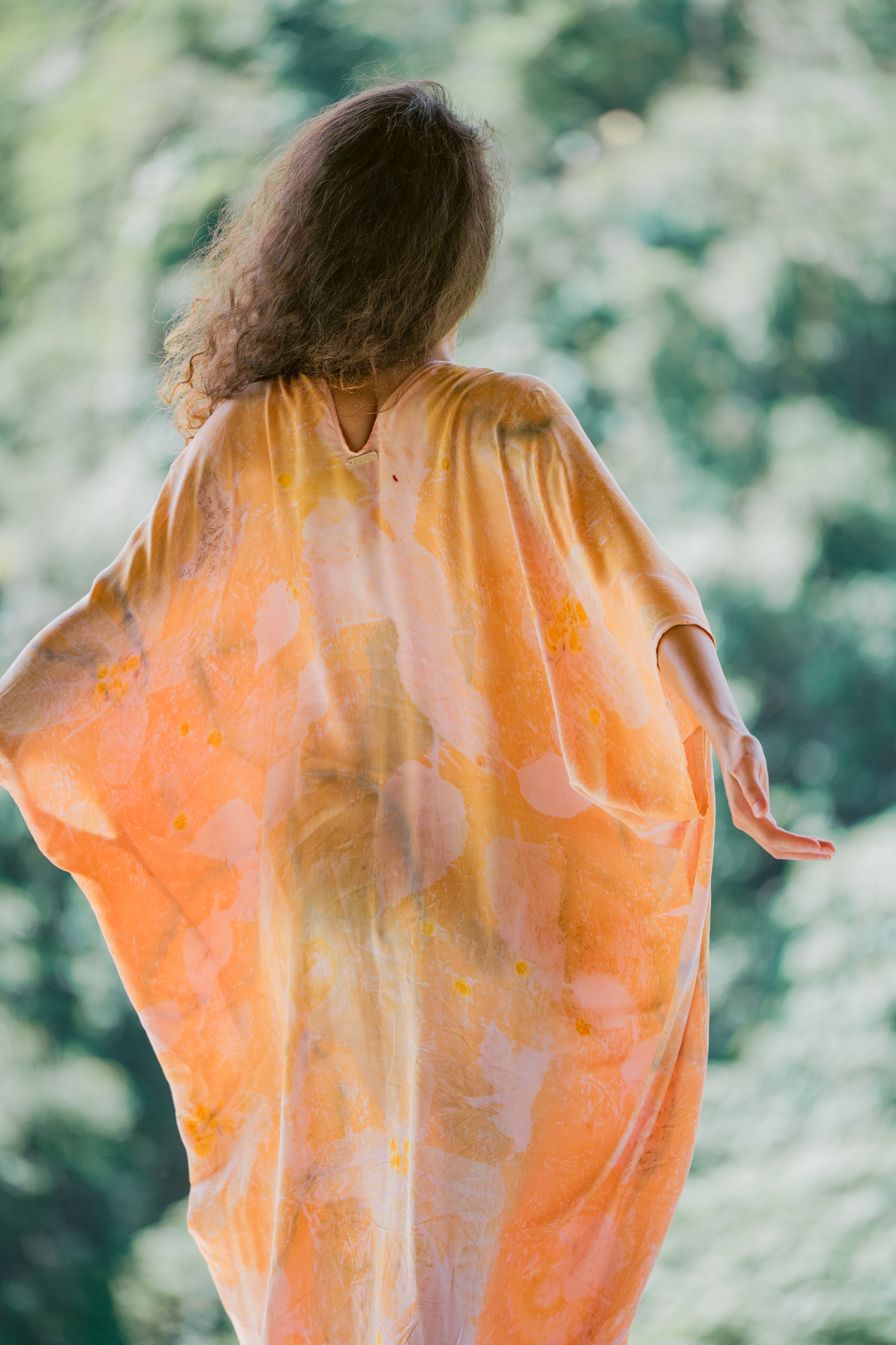 The Parvati – Pink, Green, Yellow & Blue Cotton Silk Eco Print Dress