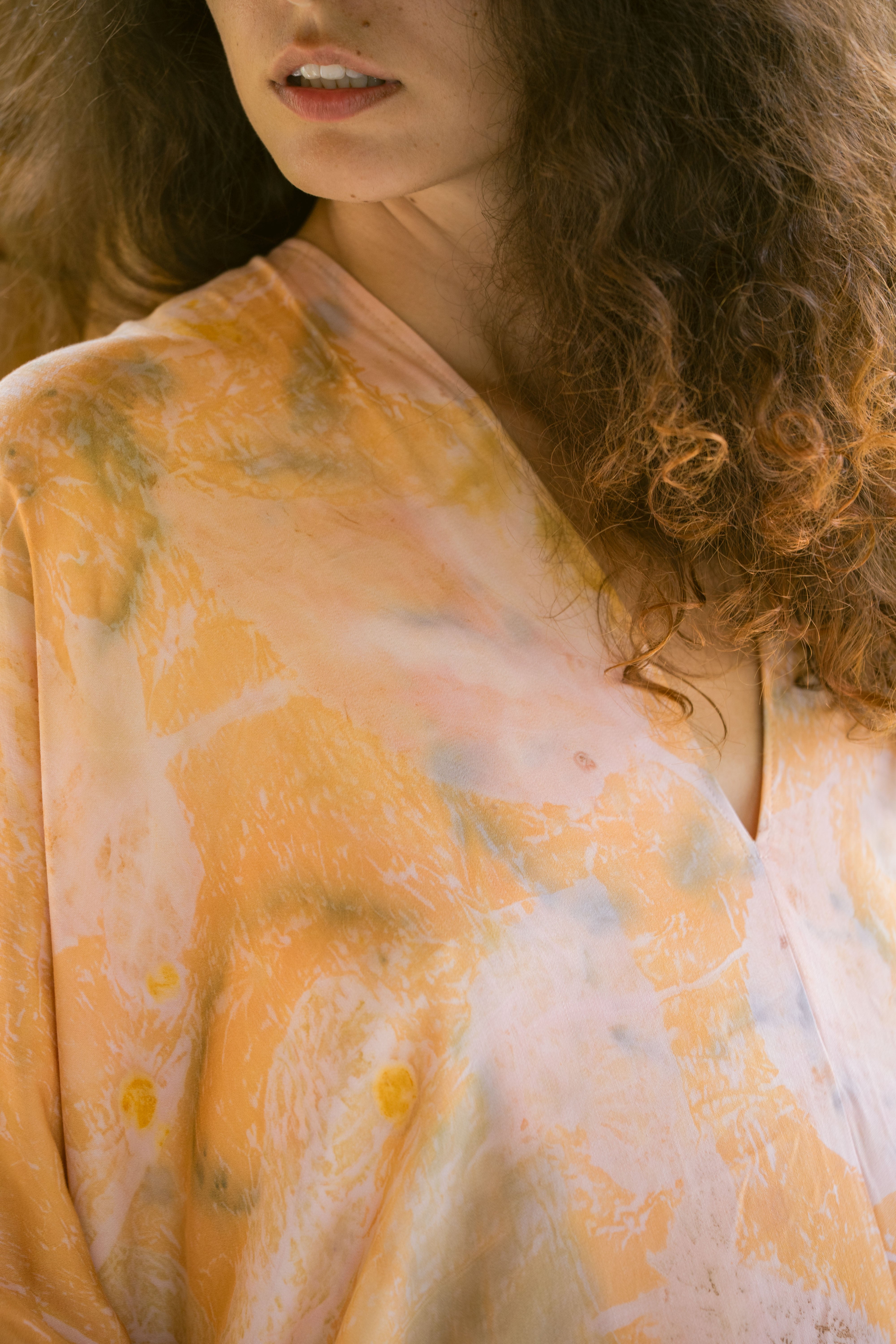 The Parvati – Pink, Green, Yellow & Blue Cotton Silk Eco Print Dress