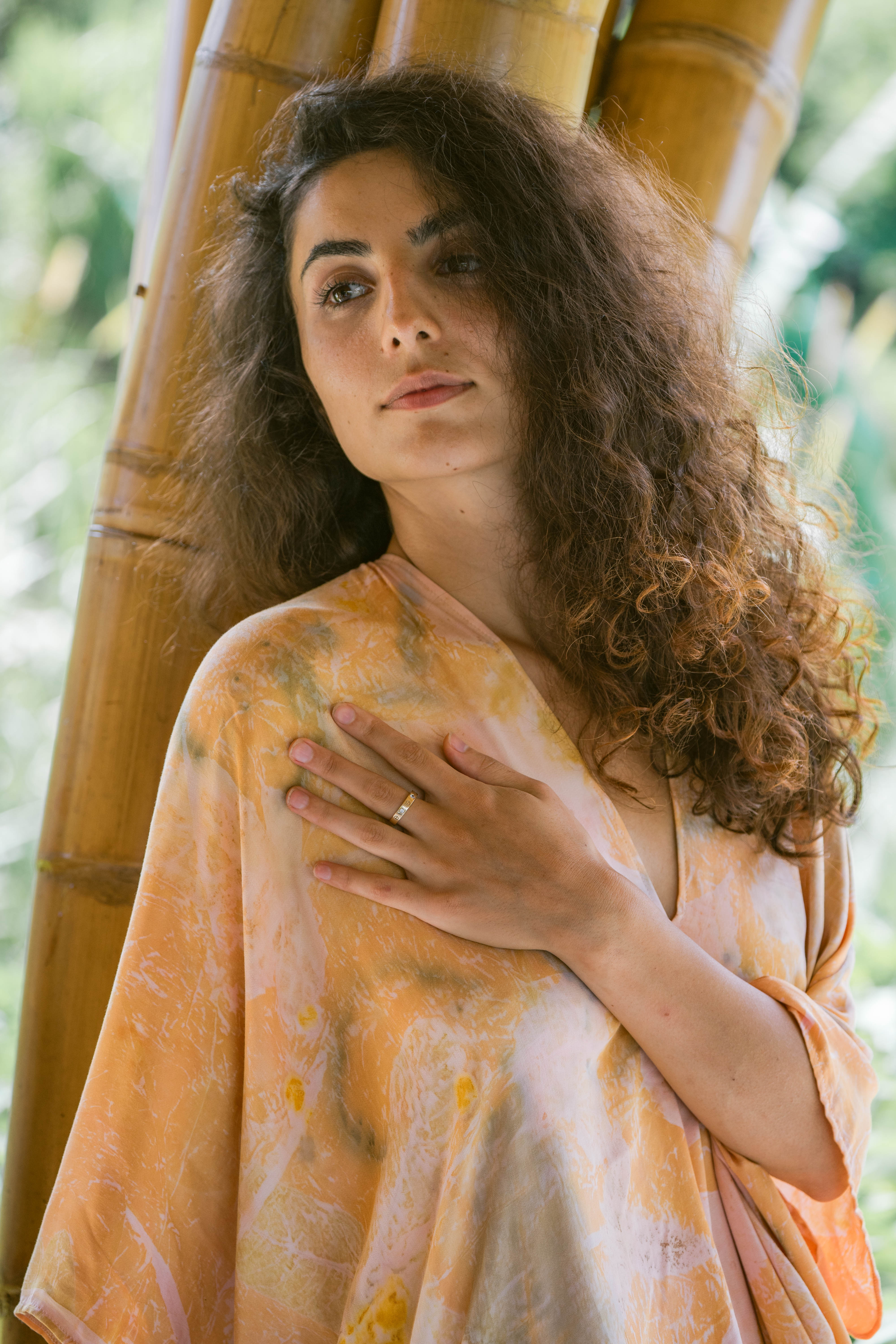 The Parvati – Pink, Green, Yellow & Blue Cotton Silk Eco Print Dress