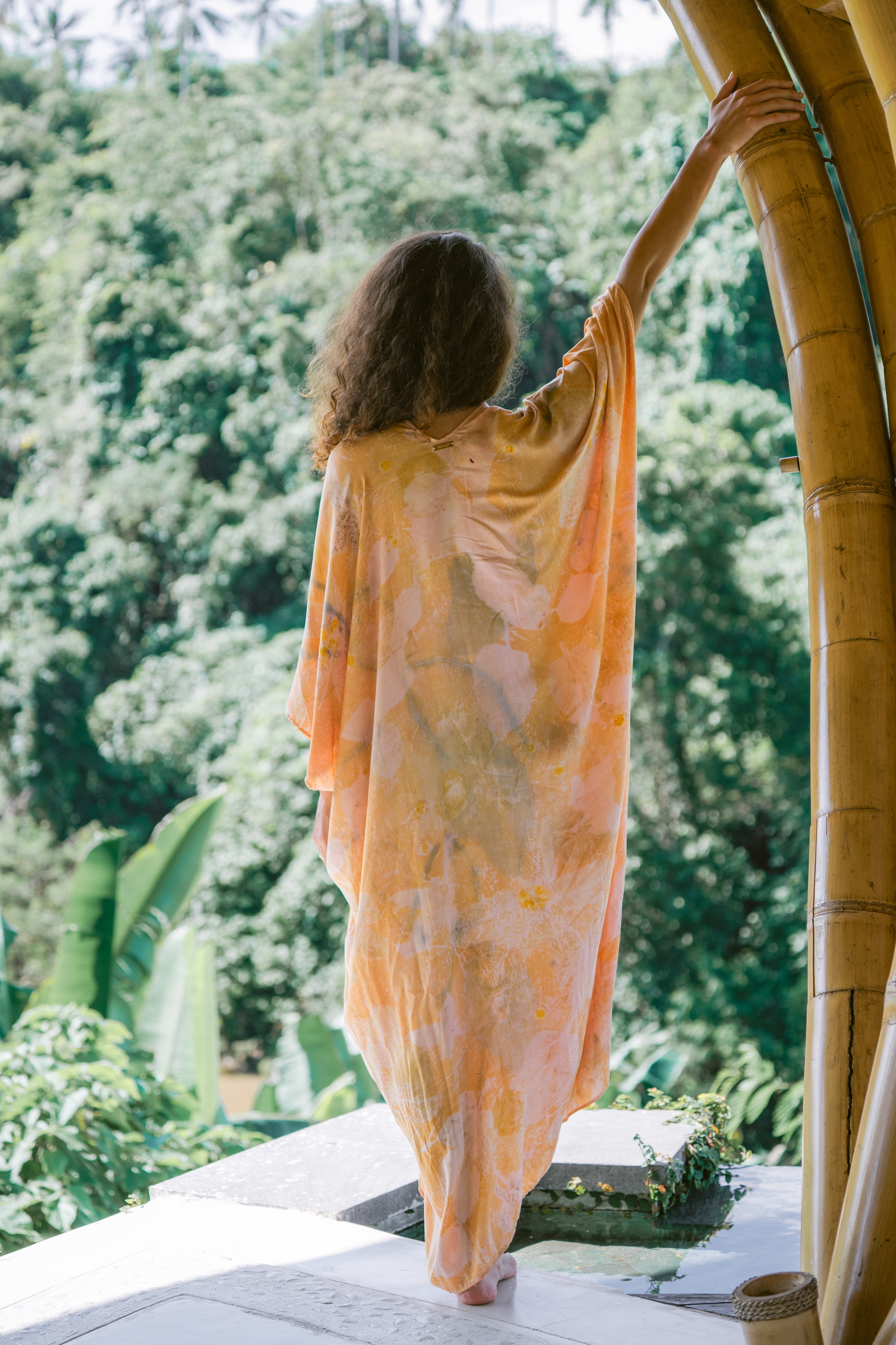 The Parvati – Pink, Green, Yellow & Blue Cotton Silk Eco Print Dress