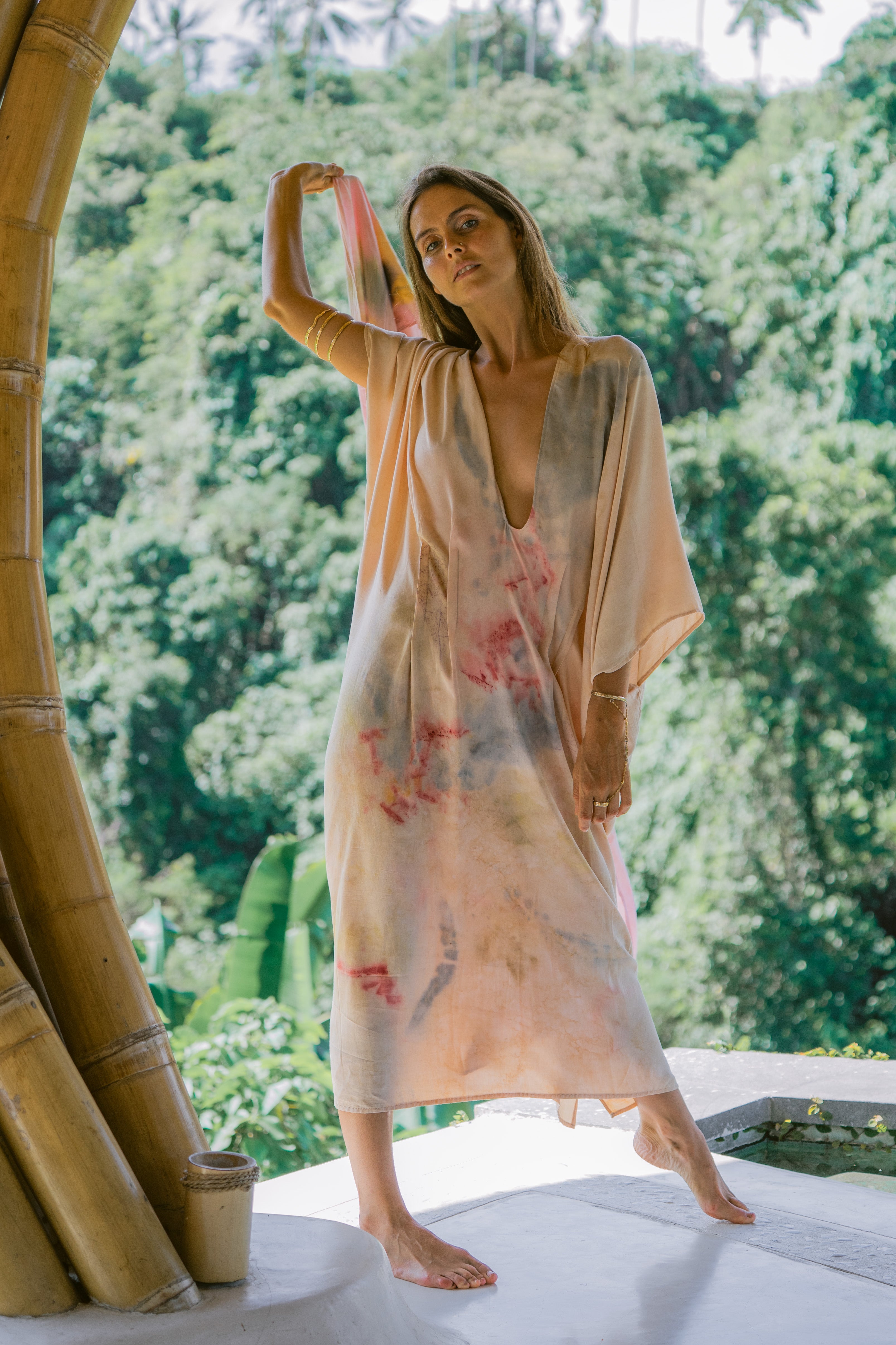 The Parvati – Pink, Red, Yellow & Blue  Eco Vero Friendly Print Dress