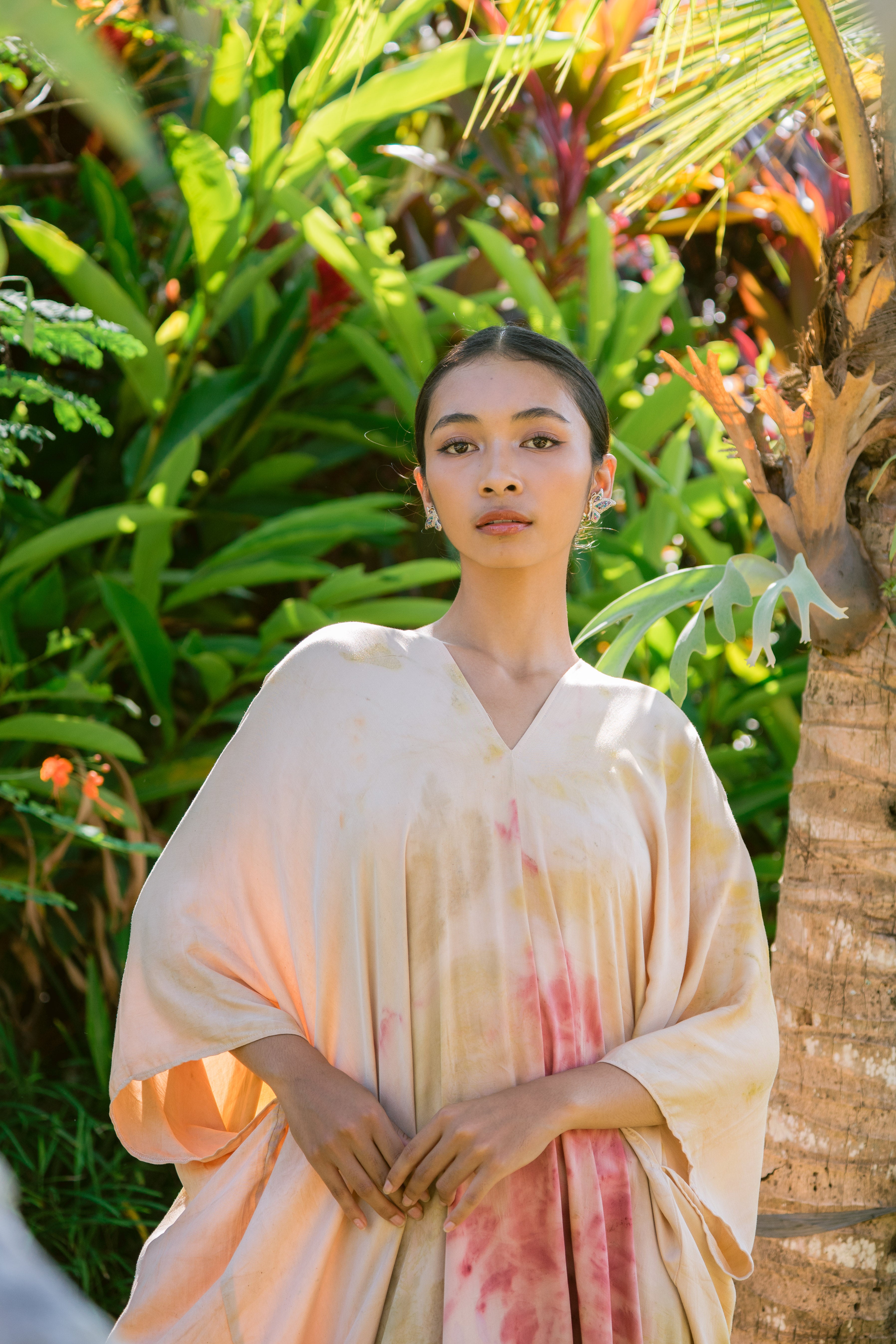 The Parvati – Dusty Pink, Red, Yellow & Green  Eco Vero Friendly Print Dress