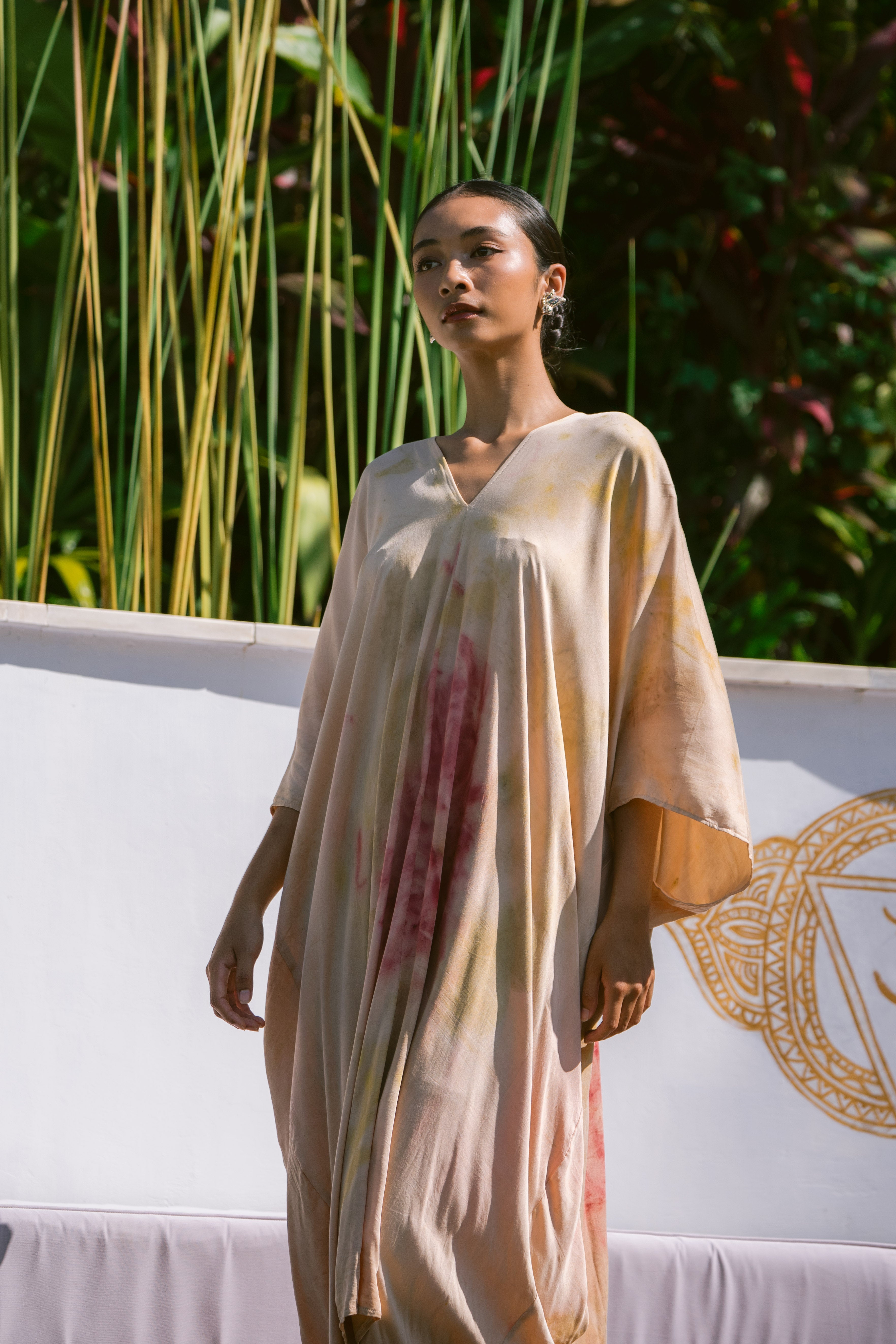 The Parvati – Dusty Pink, Red, Yellow & Green  Eco Vero Friendly Print Dress