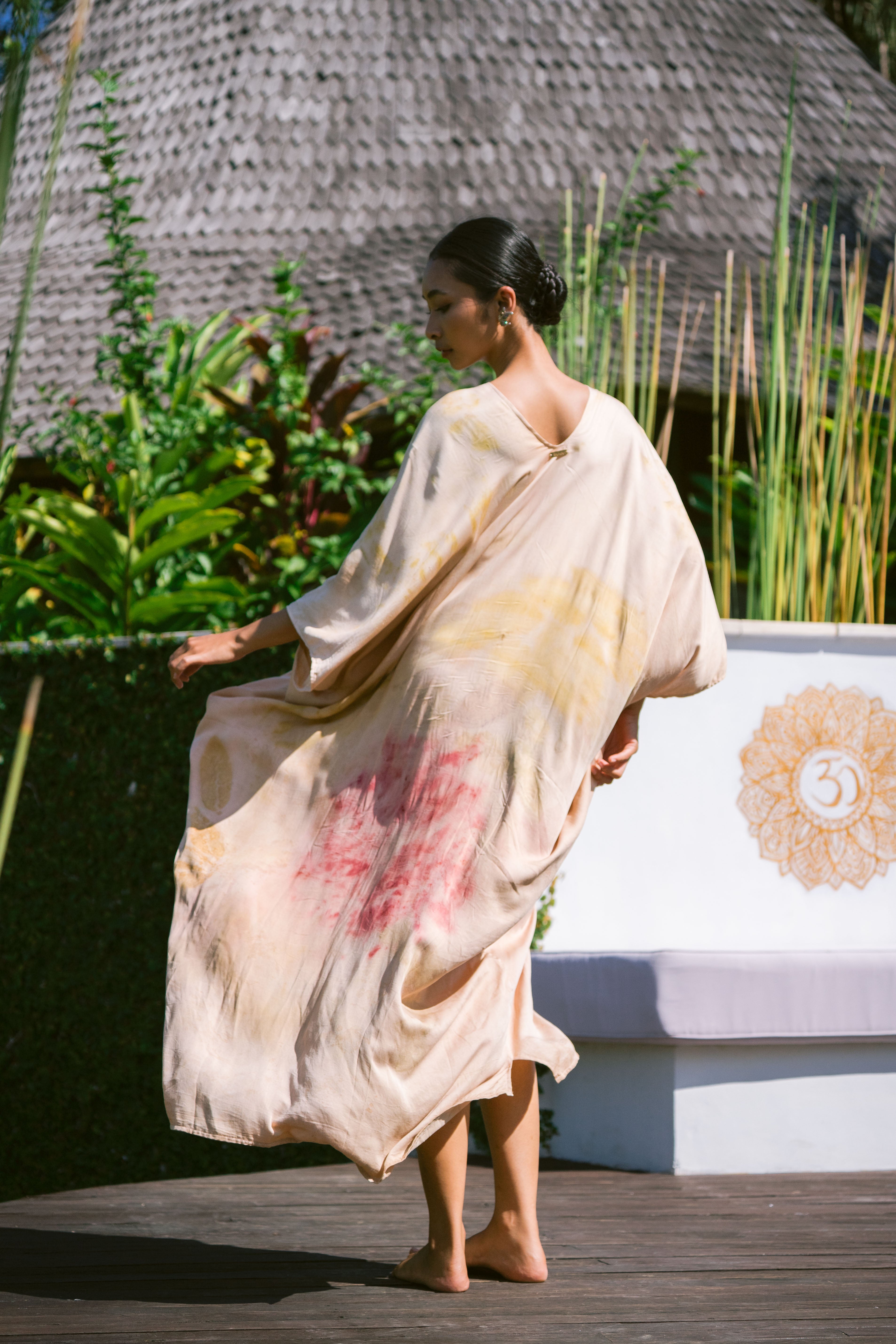 The Parvati – Dusty Pink, Red, Yellow & Green  Eco Vero Friendly Print Dress