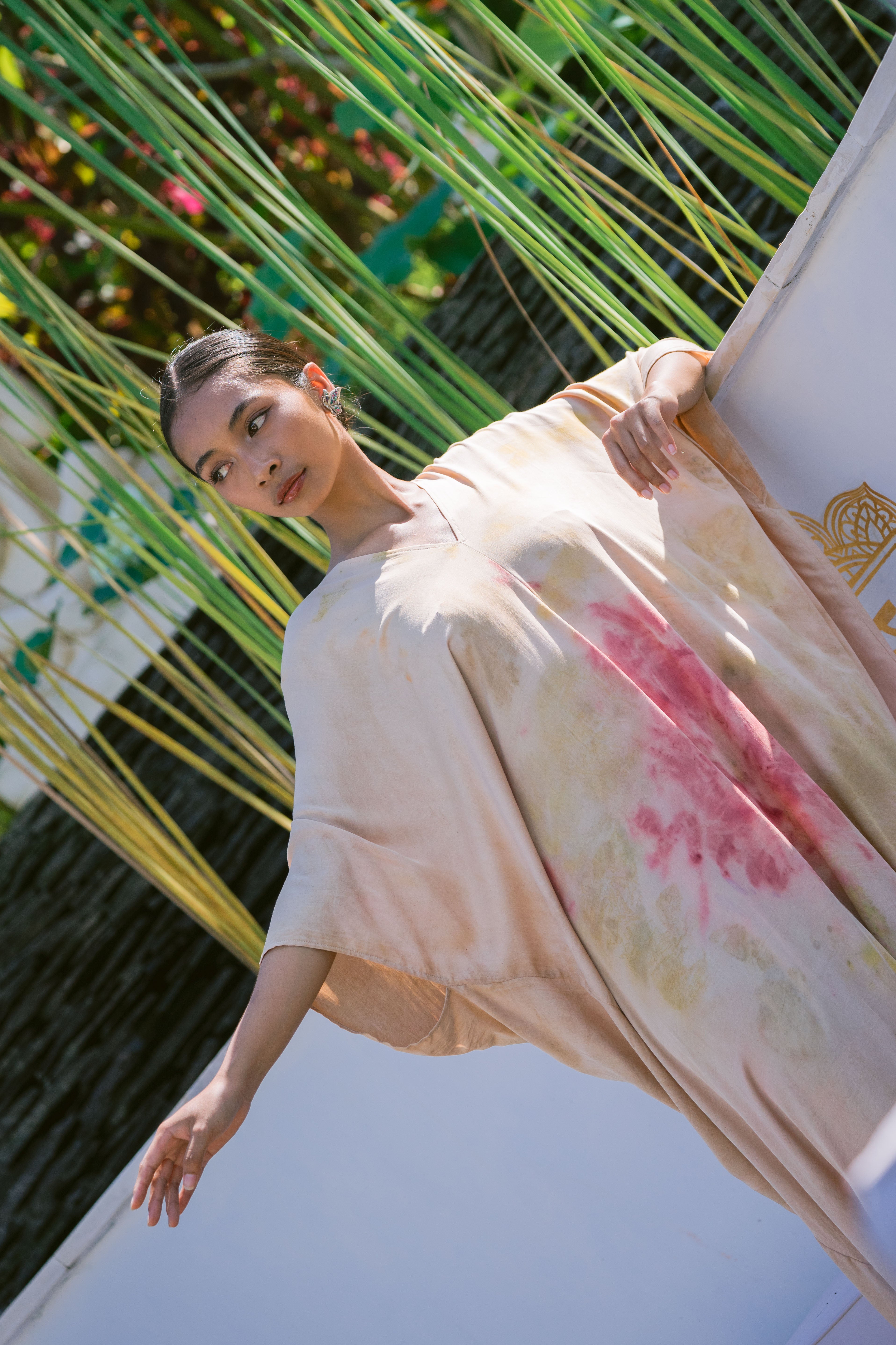 The Parvati – Dusty Pink, Red, Yellow & Green  Eco Vero Friendly Print Dress