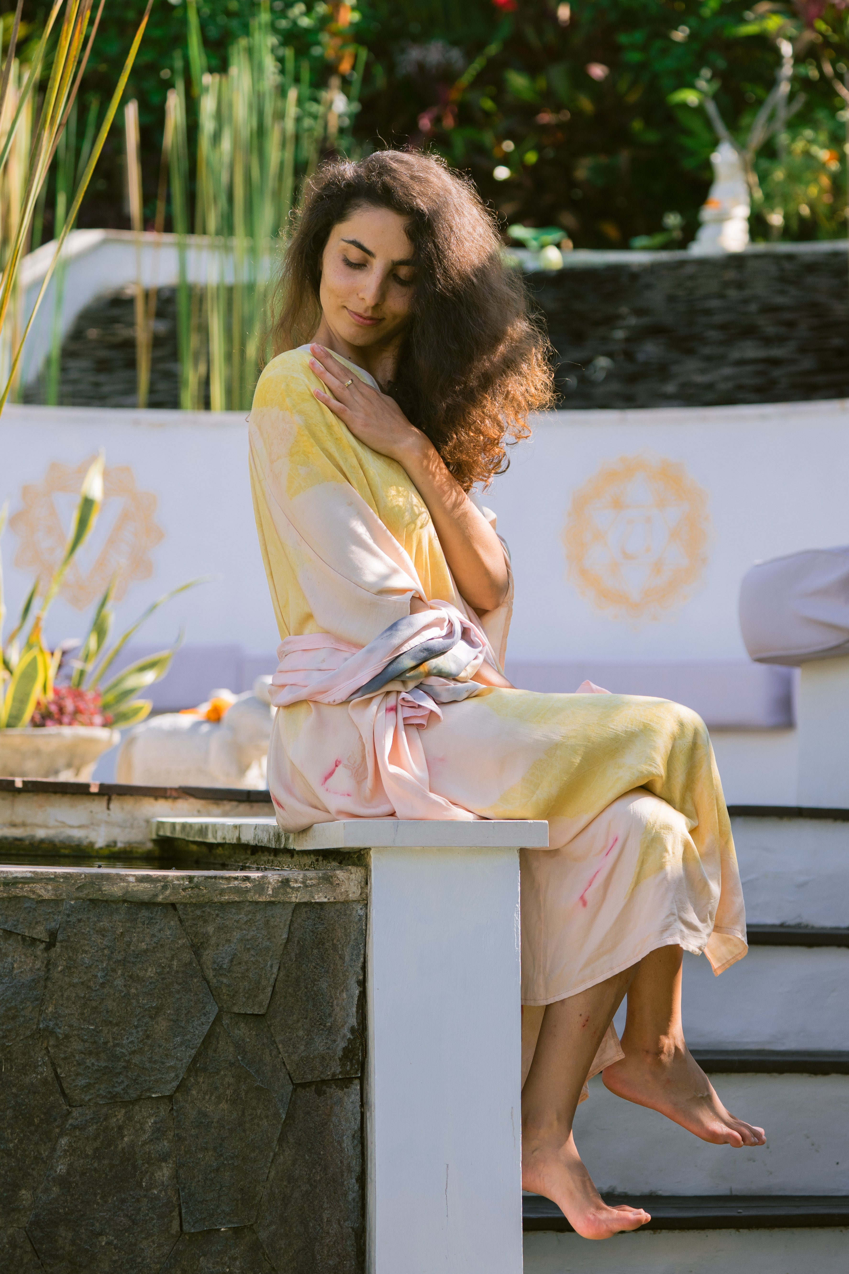 The Parvati – Dusty Pink, Red & Yellow  Eco Vero Friendly Print Dress