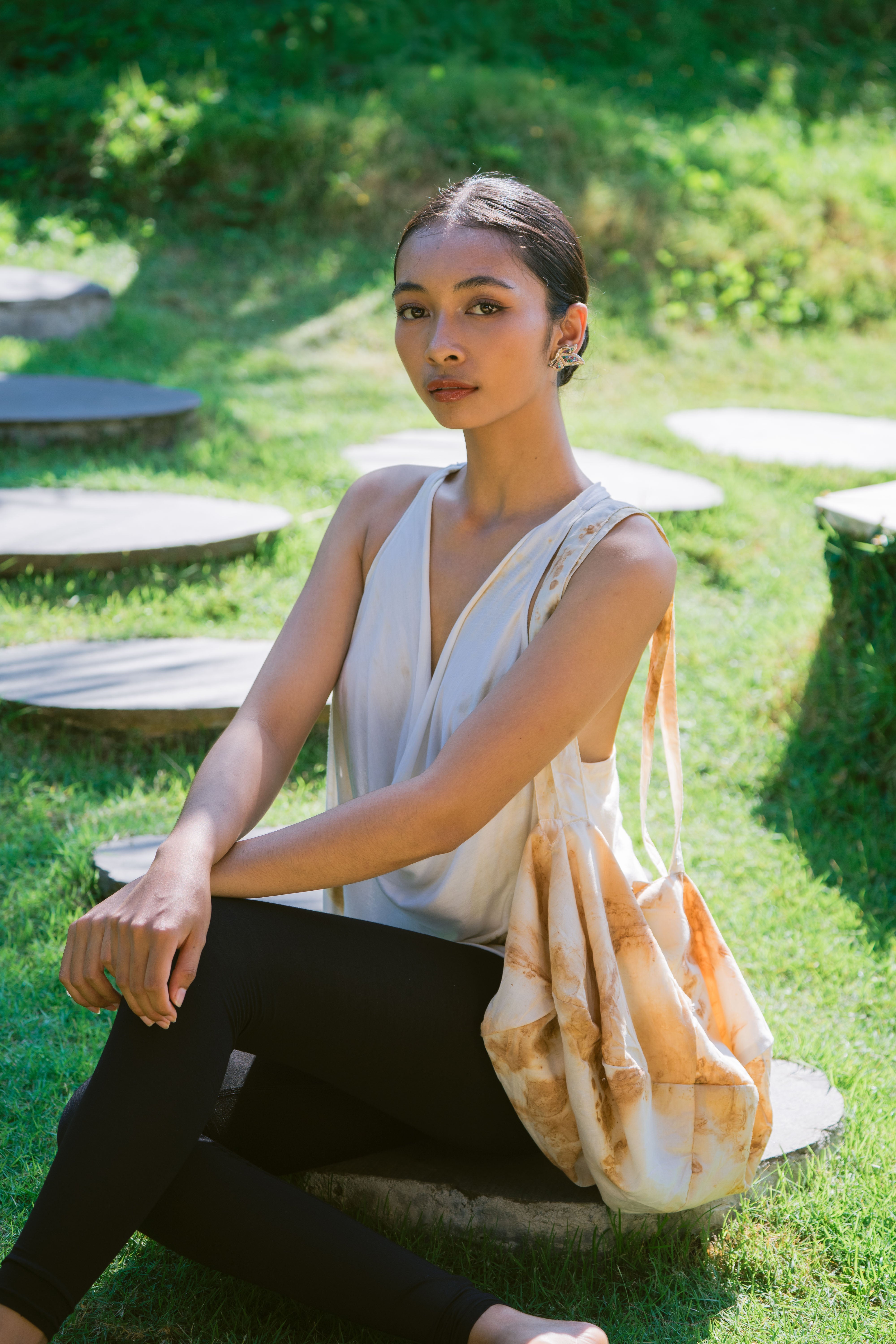 Sundaram Bags White, Yellow and Brown Made from Rayon 👜🌿