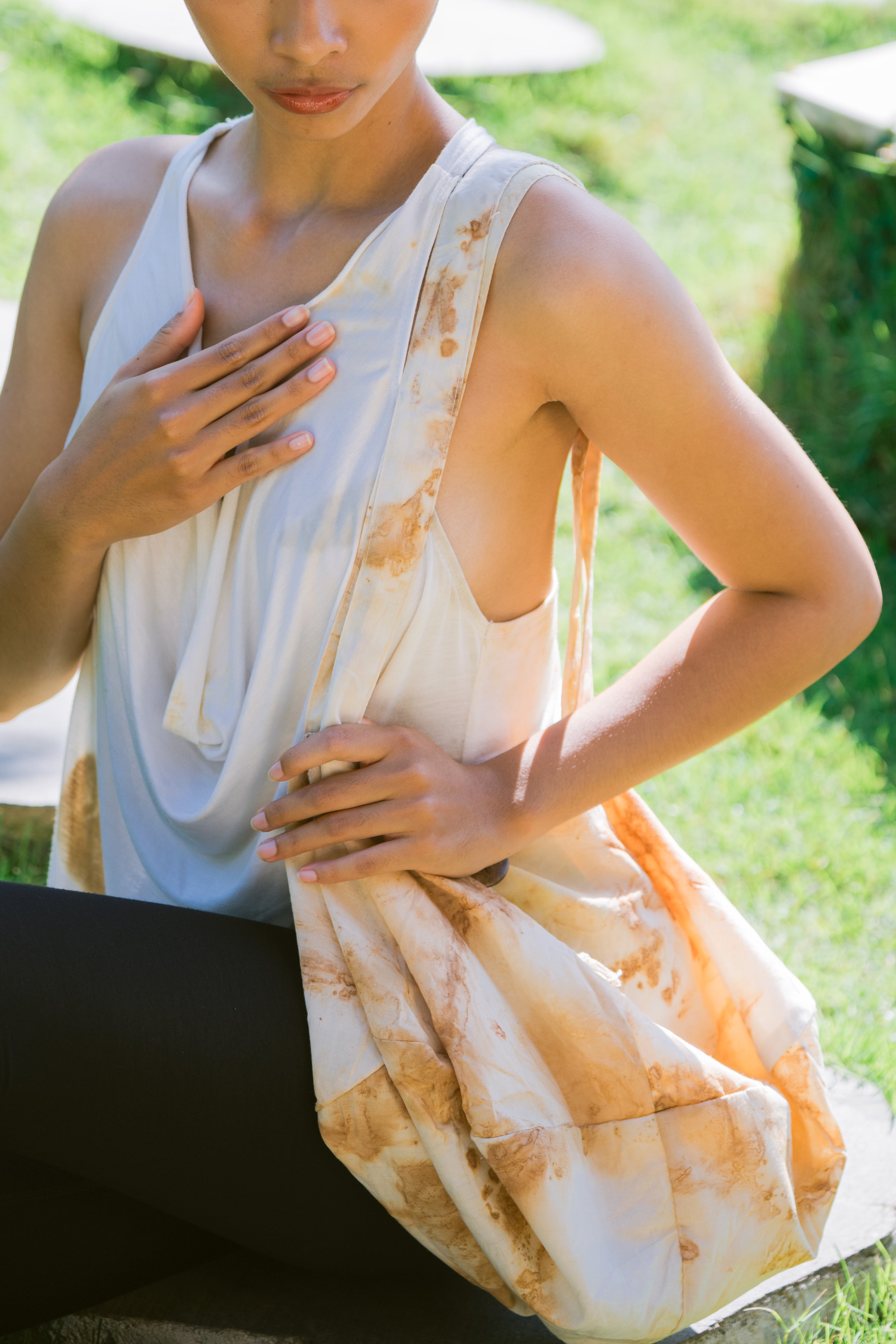 Sundaram Bags White, Yellow and Brown Made from Rayon 👜🌿