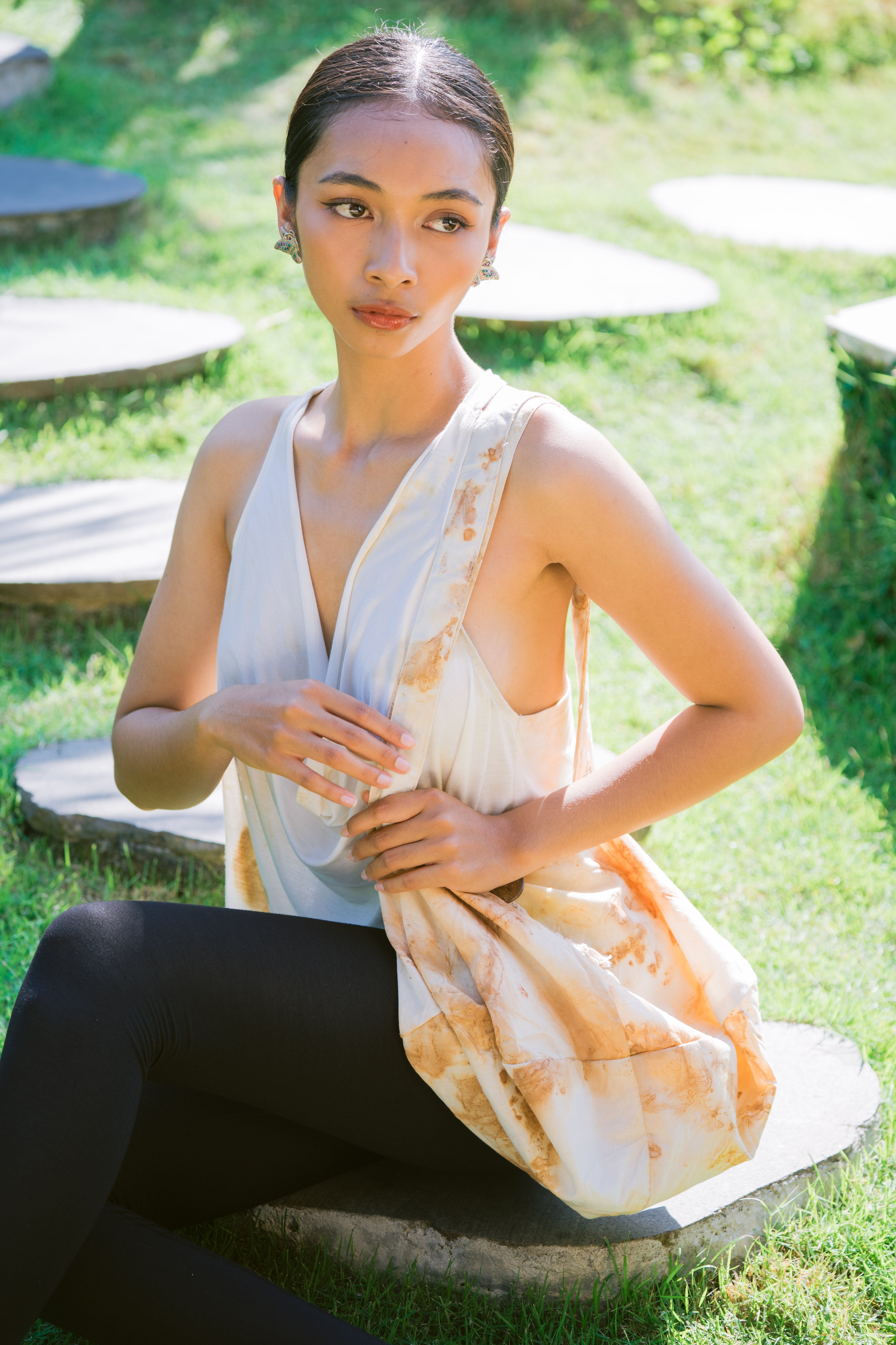 Sundaram Bags White, Yellow and Brown Made from Rayon 👜🌿